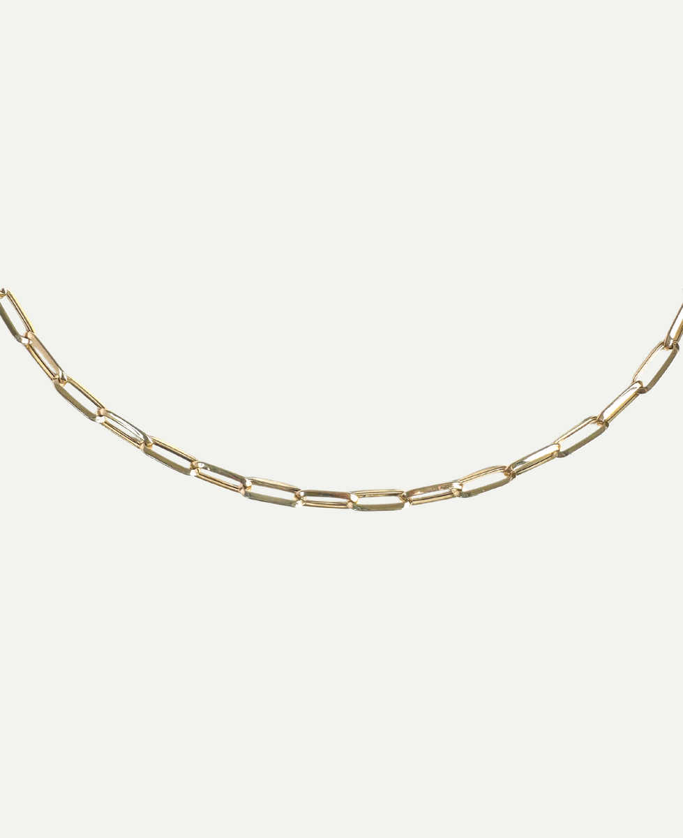 Kirsty 18k Solid Gold Hollow Paperclip Chain Necklace| Sachelle