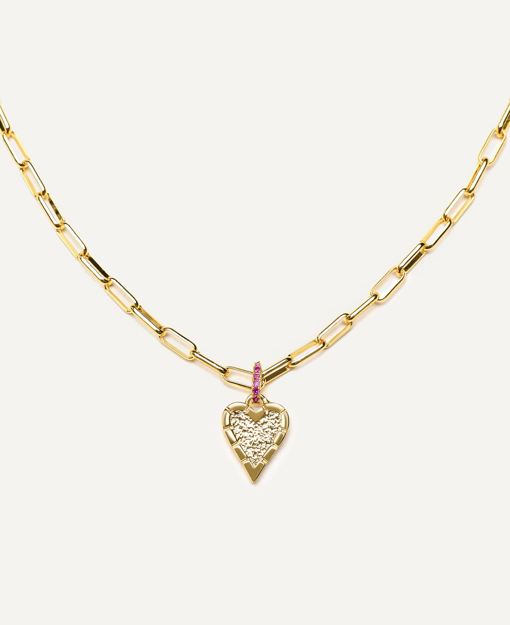 Belle Heart Paperclip Chain 14k Gold Necklace Product Shot