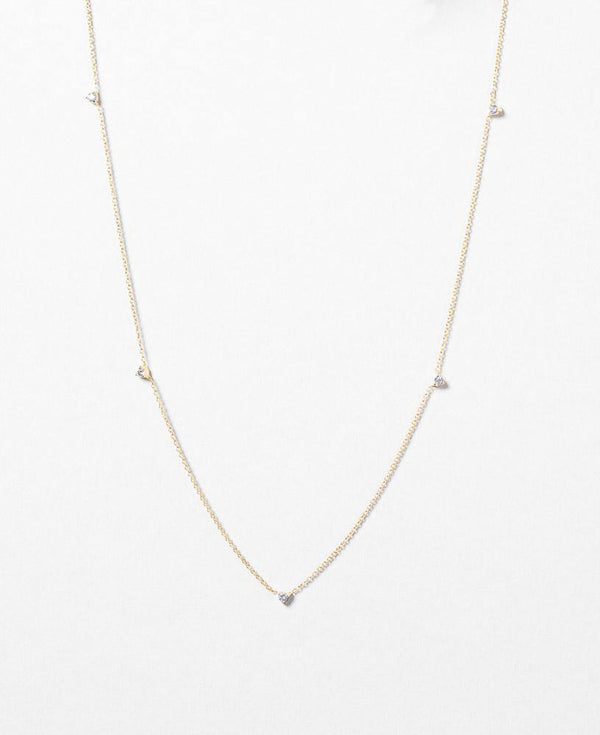 Jules Six Bezel 14k Gold plated chain Necklace with six brilliant cut cubic zirconia stone - sachelle collective