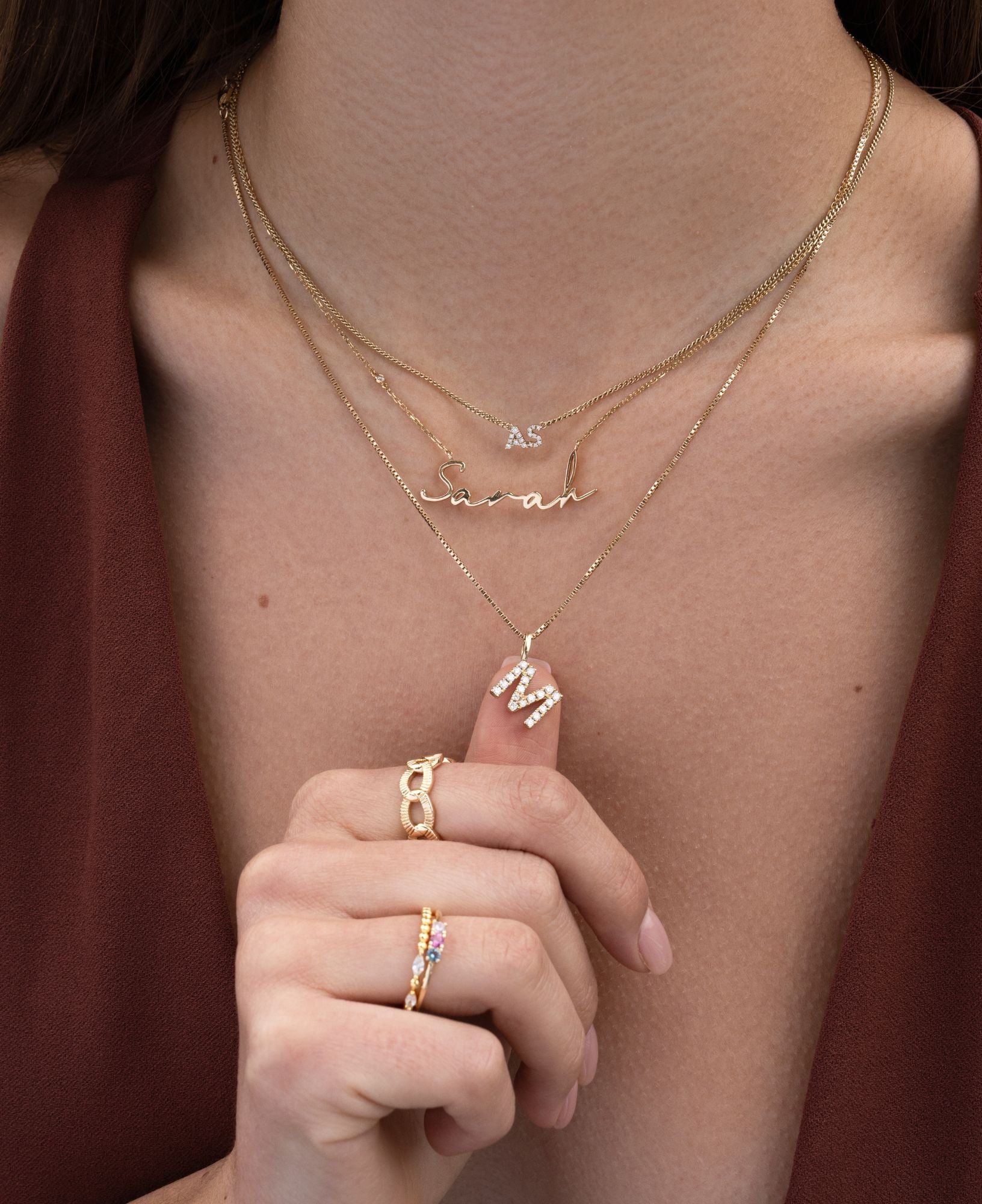 Lottie Custom Diamond Nameplate Chain Necklace