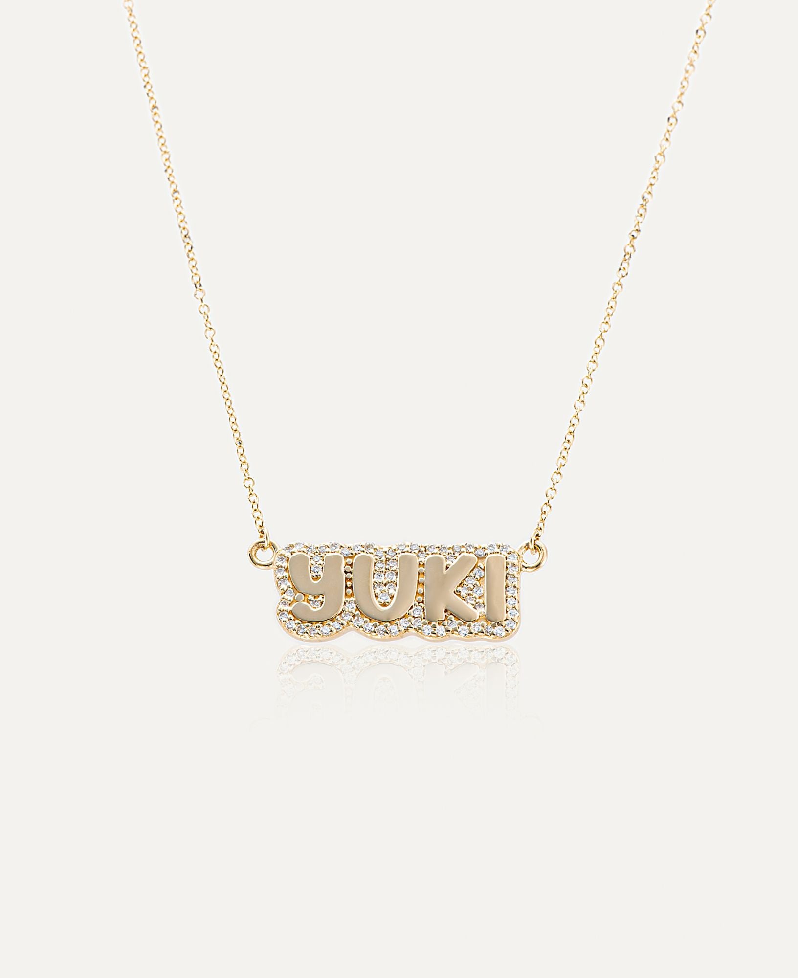 product image of Polly Custom Diamond Bubble Name Necklace