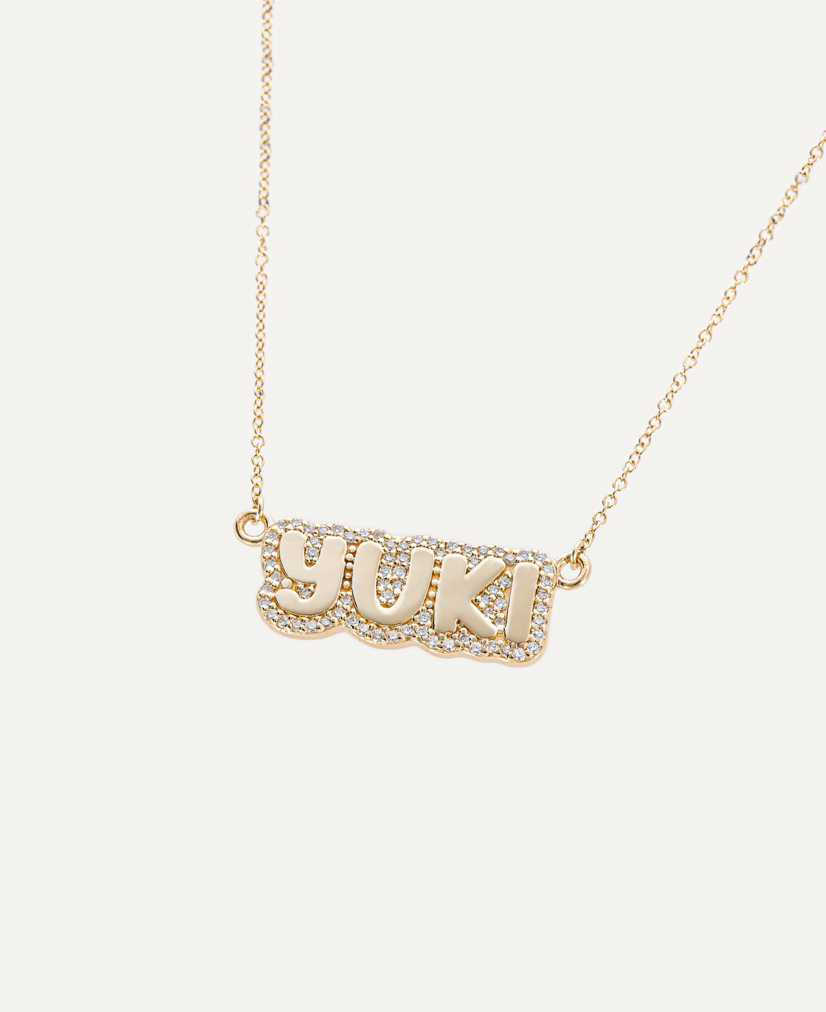 product image of Polly Custom Diamond Bubble Name Necklace