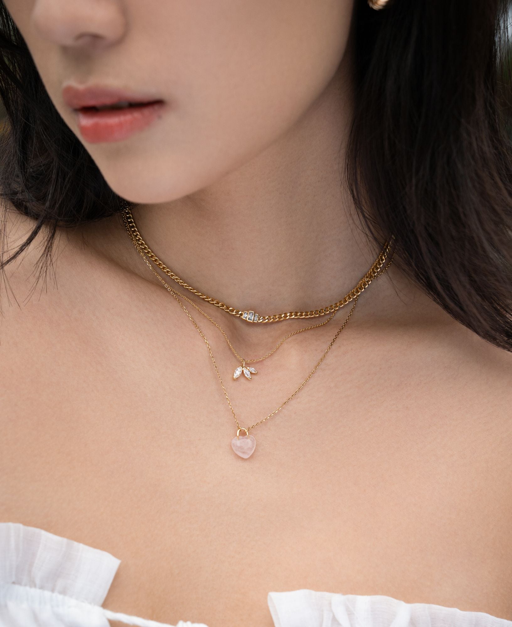 Colette Triple Marquise Pendant 14k Gold Necklace