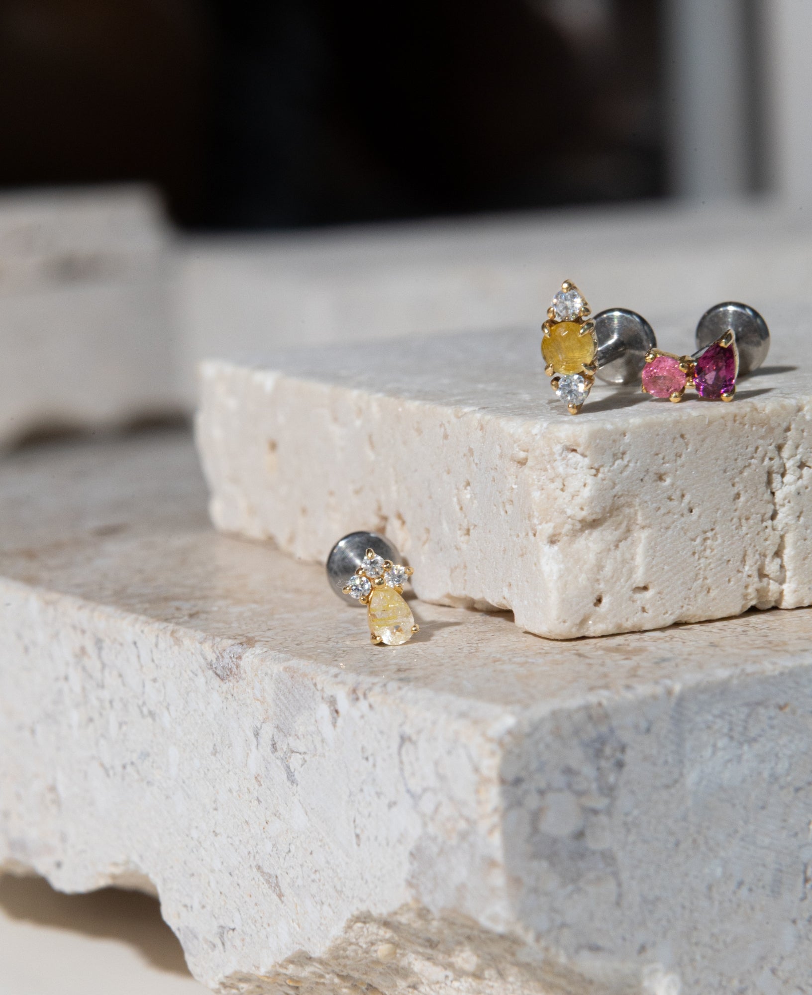 Idris Rutilated Quartz Two-stone Flatback Stud