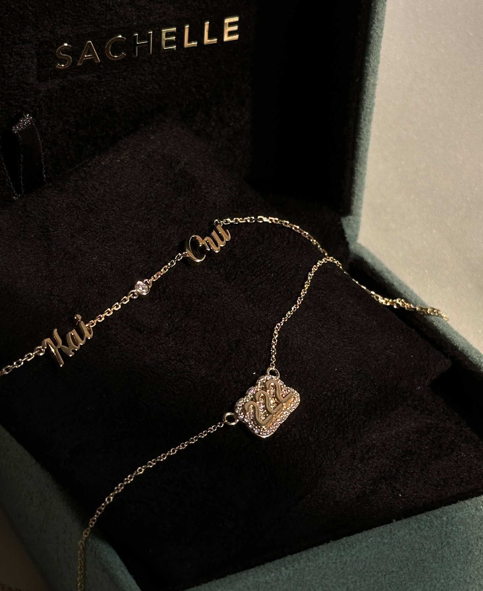 product shot of polly custom diamond mini bubble necklace