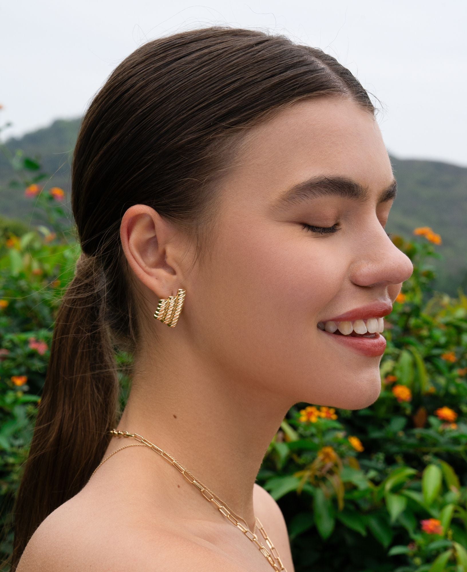 Catherine Rope Textured Gold Clip Earrings