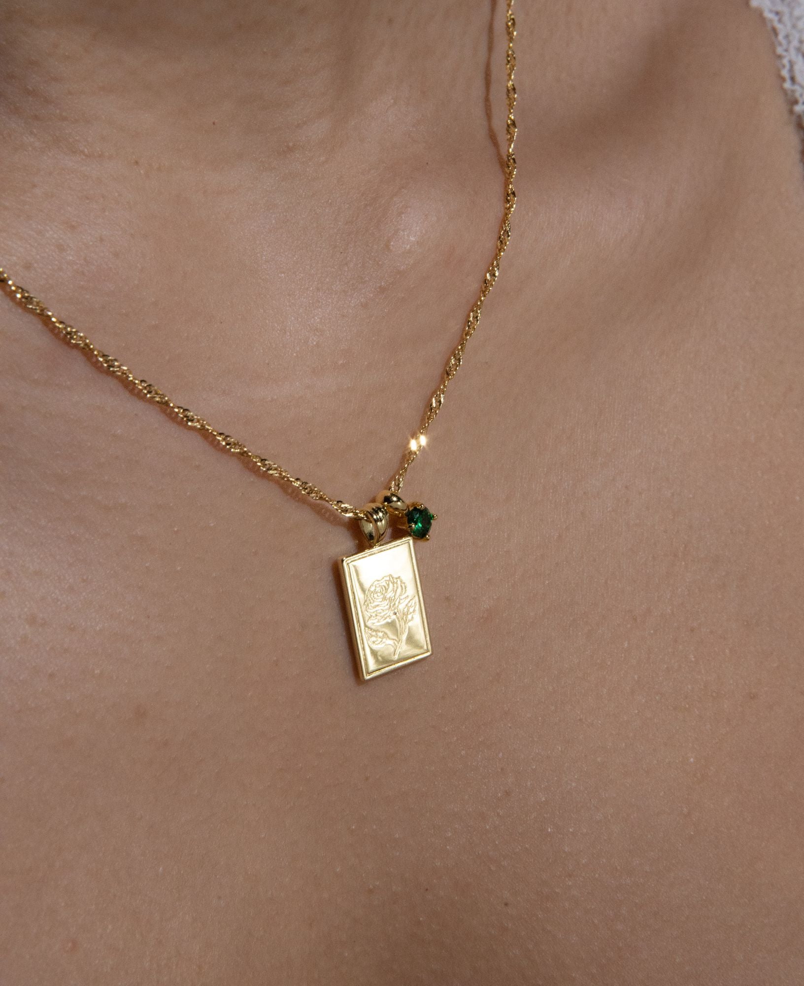 June - Rose Birth Flower Pendant Necklace