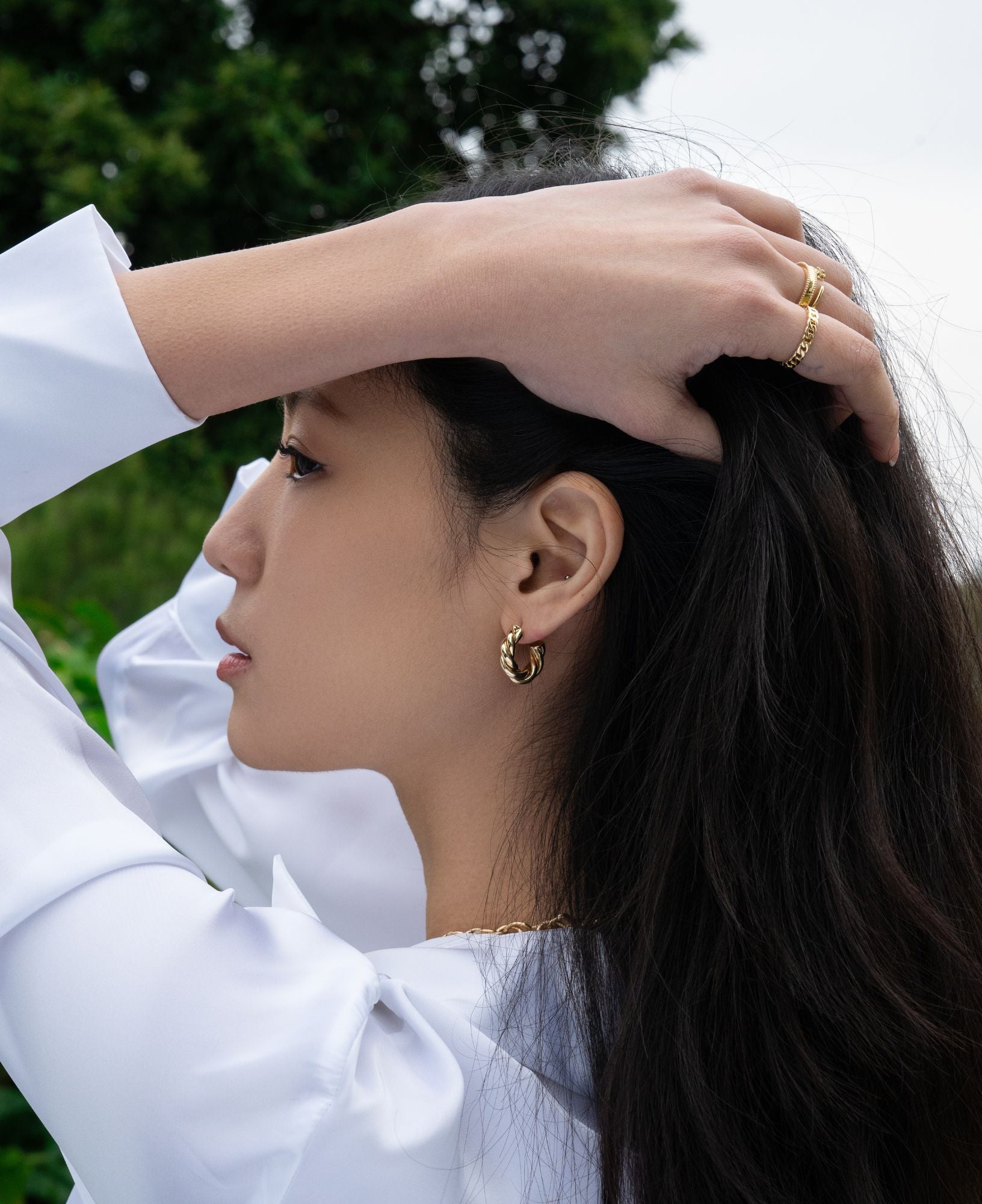 Audrey Twist 14k Gold Hoops