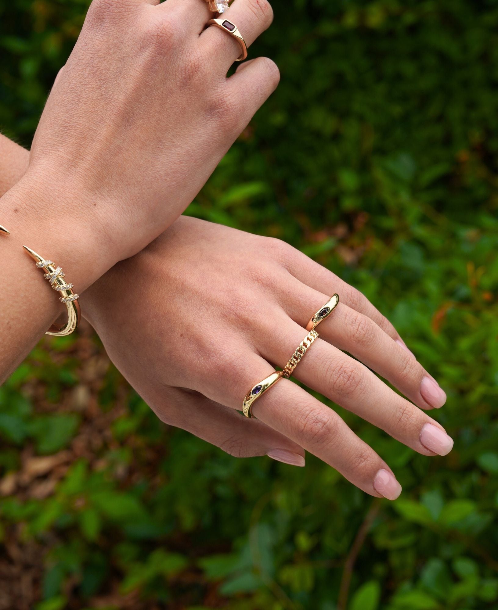 Renee Gypsy Amethyst Stackable Gold Ring