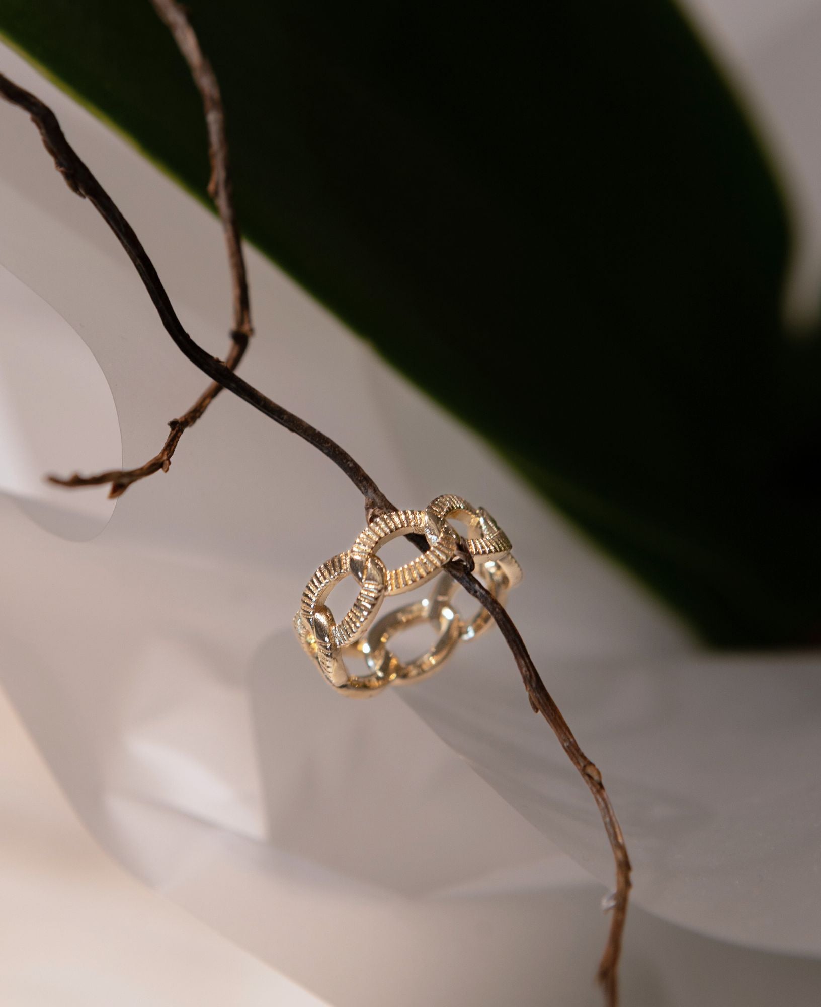 Oceane Textured Gold Chain Ring