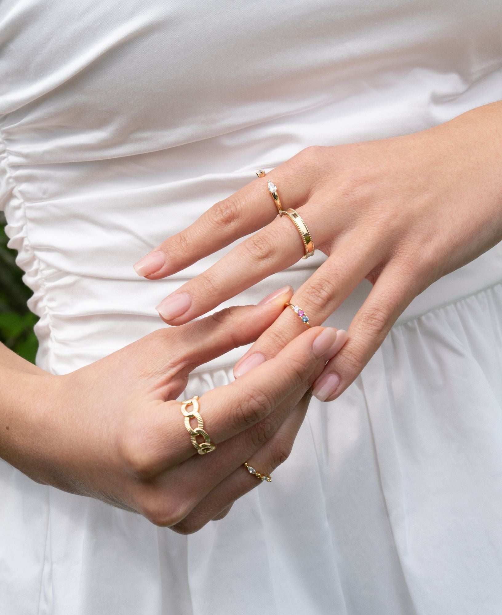 Oceane Textured Gold Chain Ring