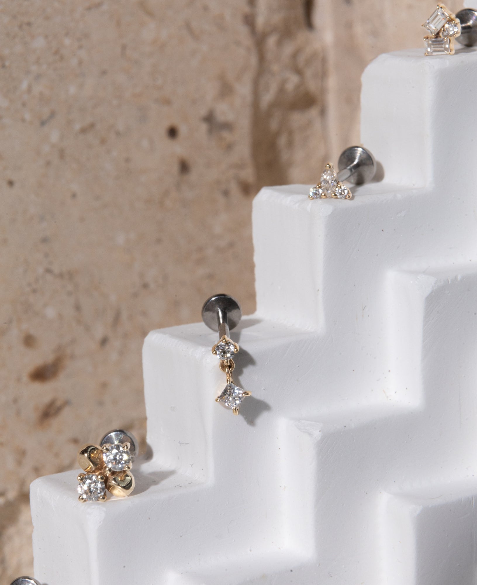 Carys 14k Solid Gold Princess Moissanite Drop Flatback Stud