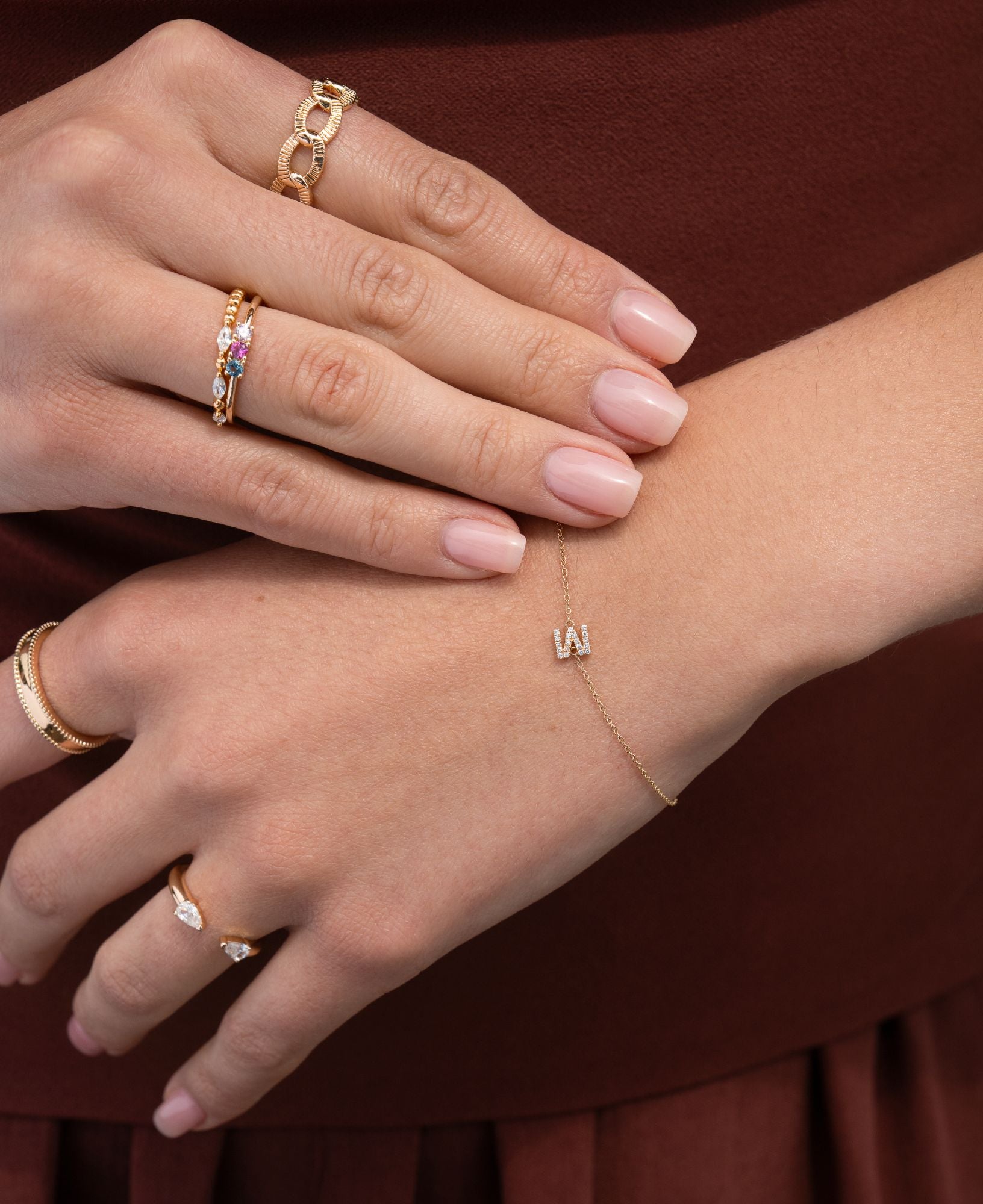 Oceane Textured Gold Chain Ring