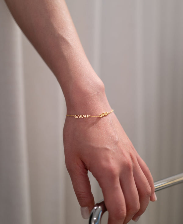 Amity Custom Two-Name Solid Gold Curb Chain Bracelet