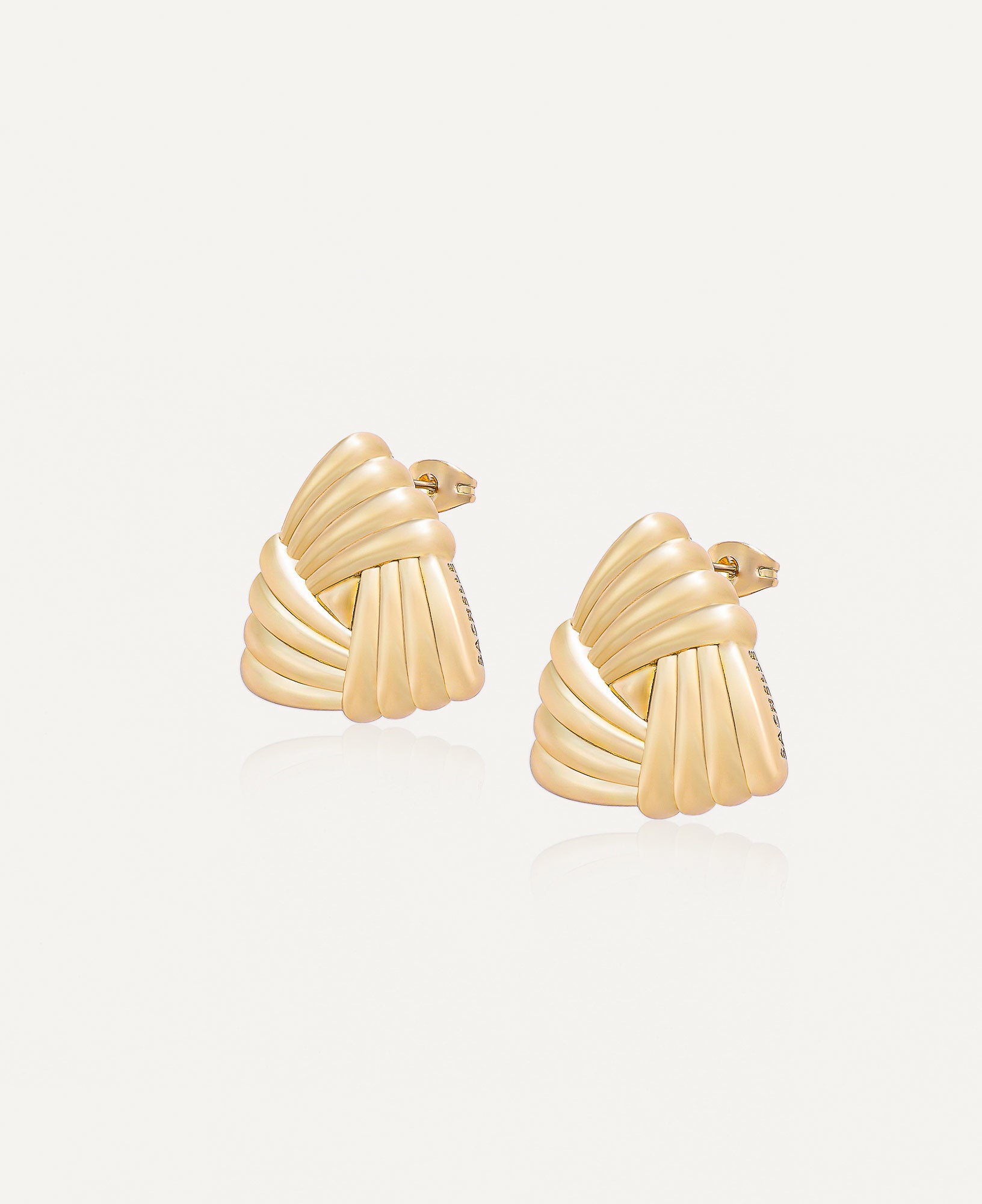 side view of Eleanor Triangle Braided Gold Chunky Earrings