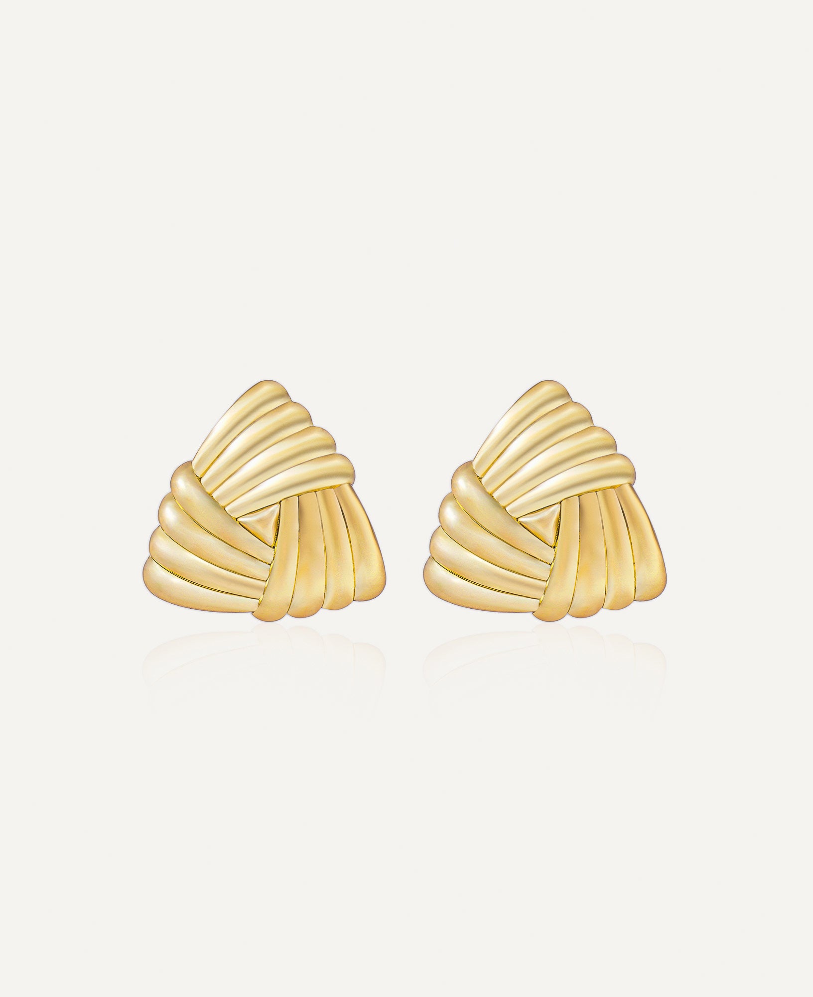 front view of Eleanor Triangle Braided Gold Chunky Earrings