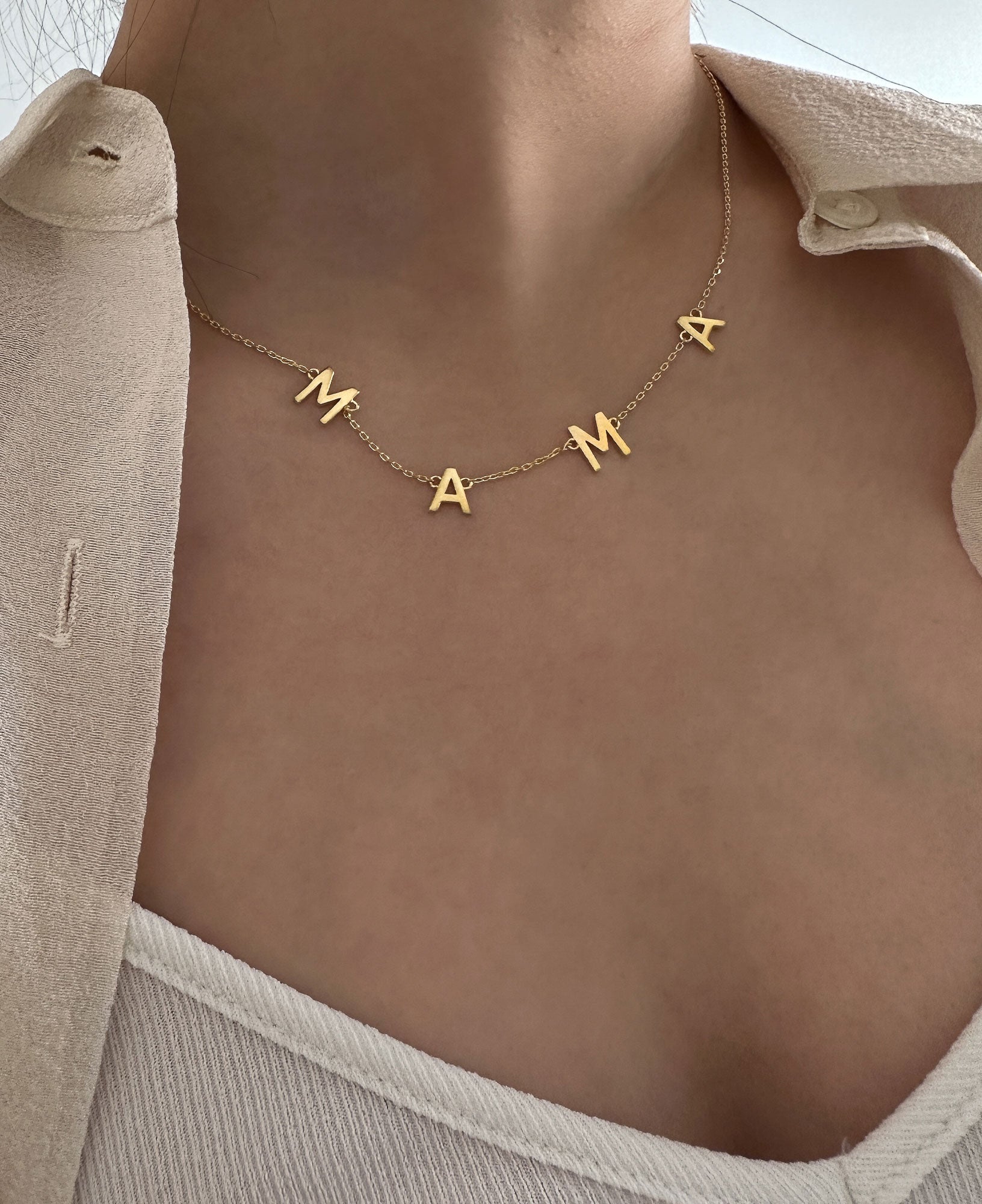 Mama Letter Gold Necklace