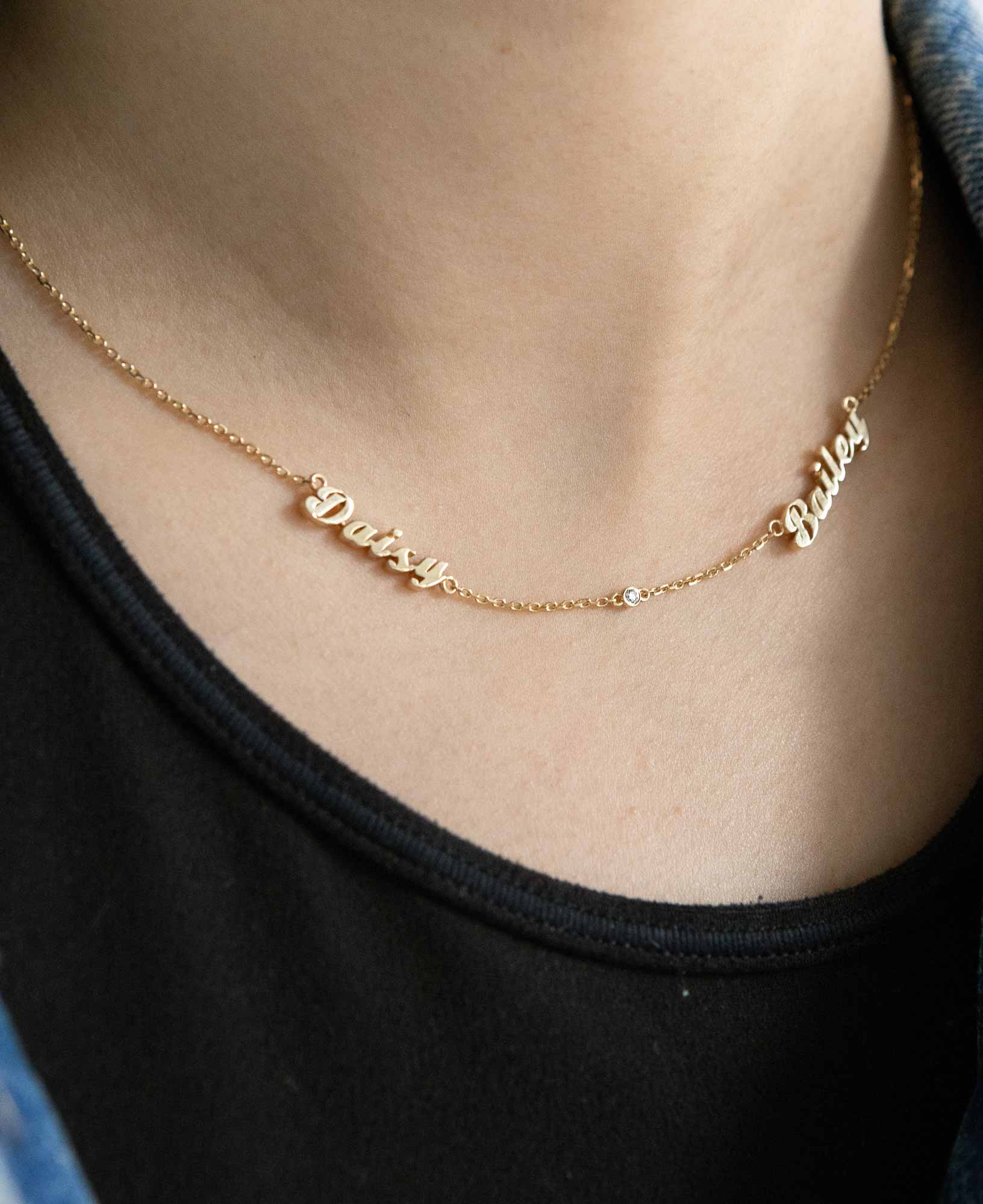 Grace Custom Multi-Nameplate Necklace with Diamond