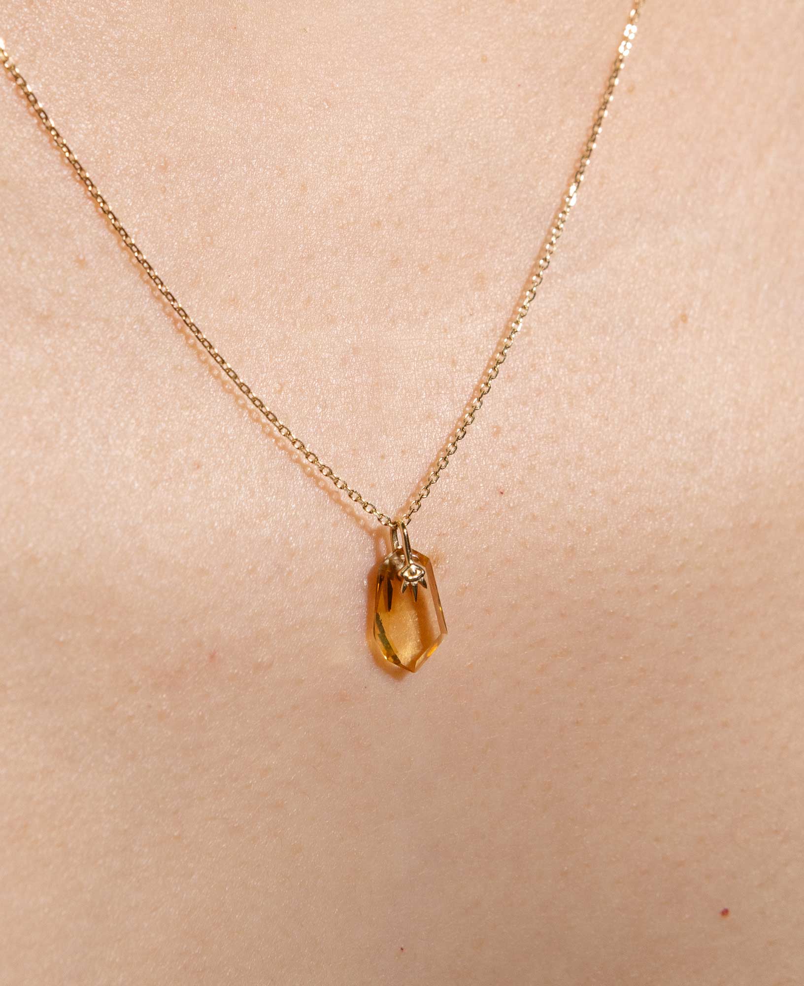 model shot of zephyr solid gold necklace