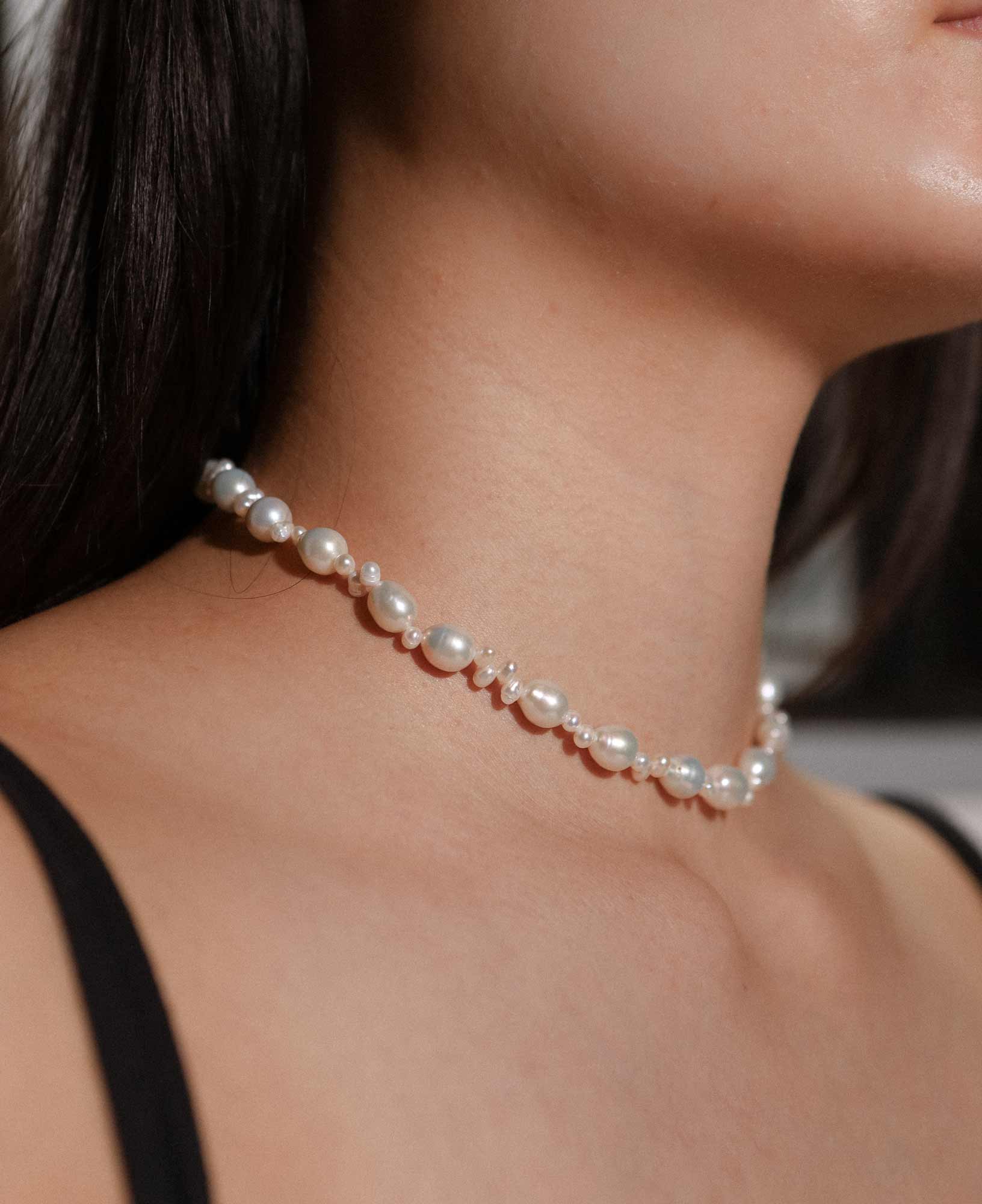 model shot of Emilia Baroque Pearl Choker Necklace