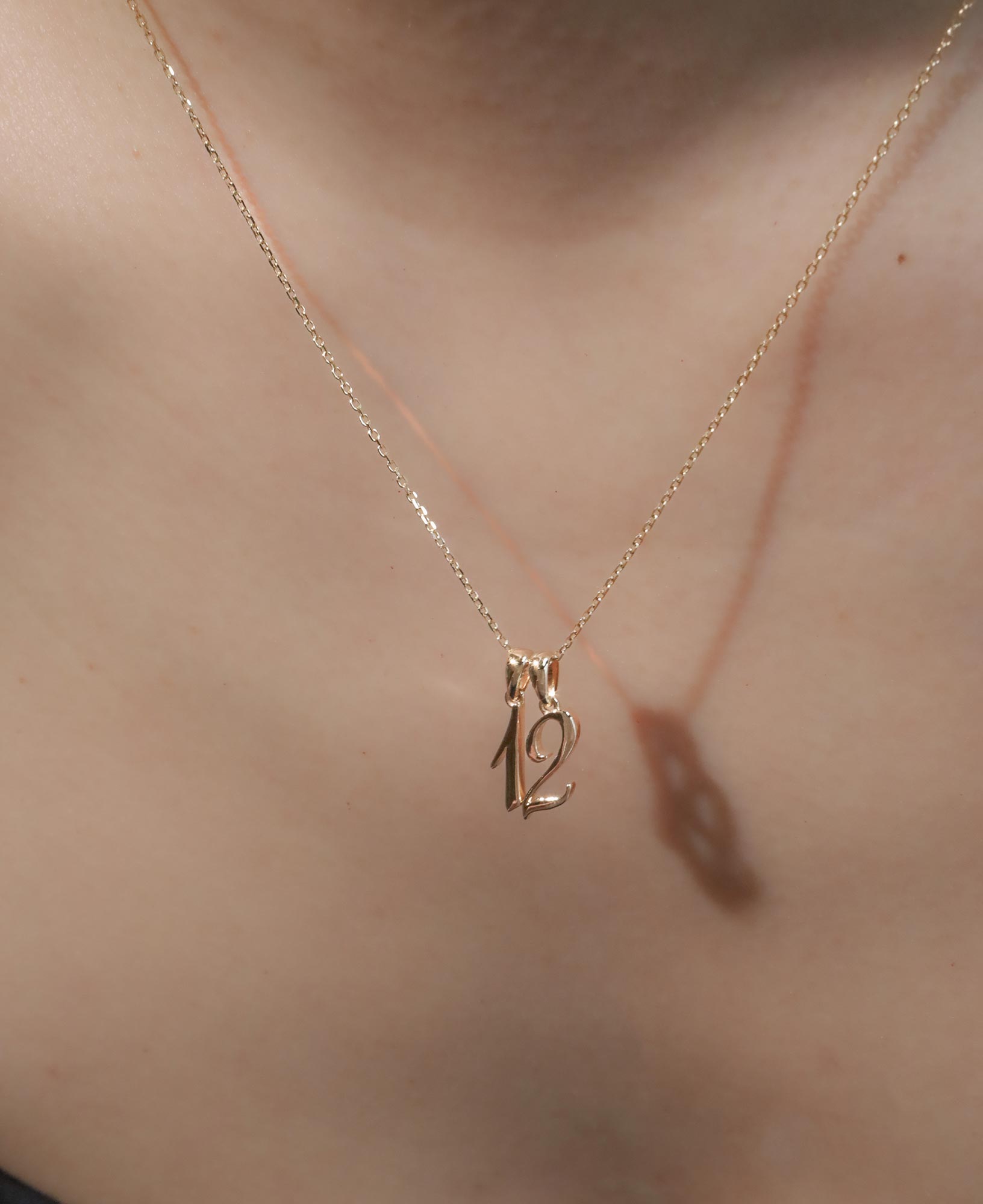 Lucia Custom Script Initial Solid Gold Charm Necklace