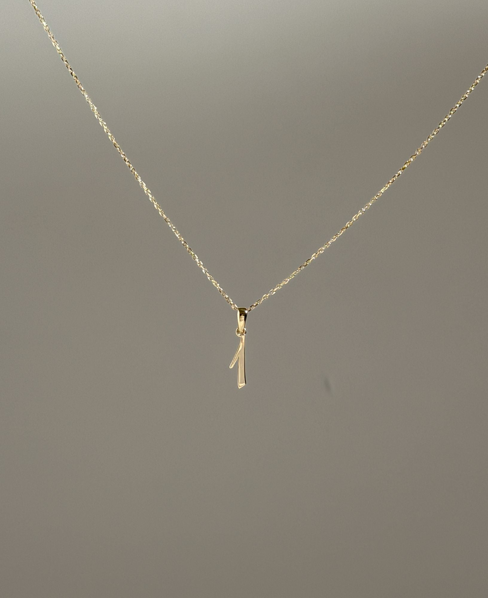 Lucia Custom Script Number Solid Gold Charm Necklace