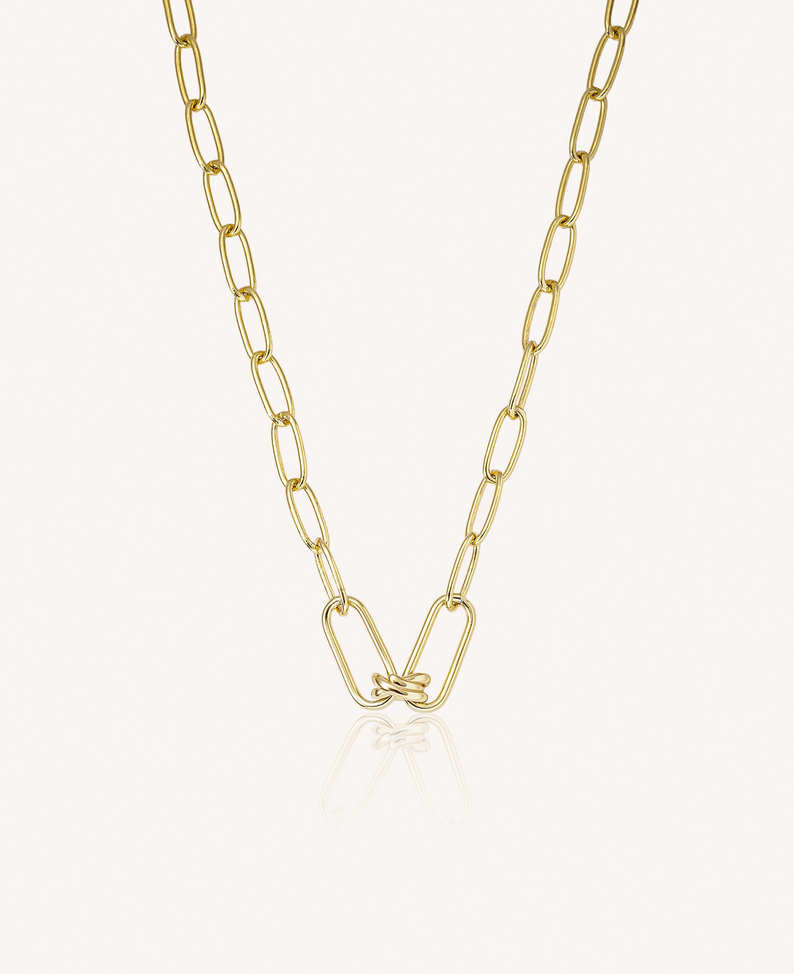 Product picture of Charlene Love Knot Gold Paperclip Chain Necklace