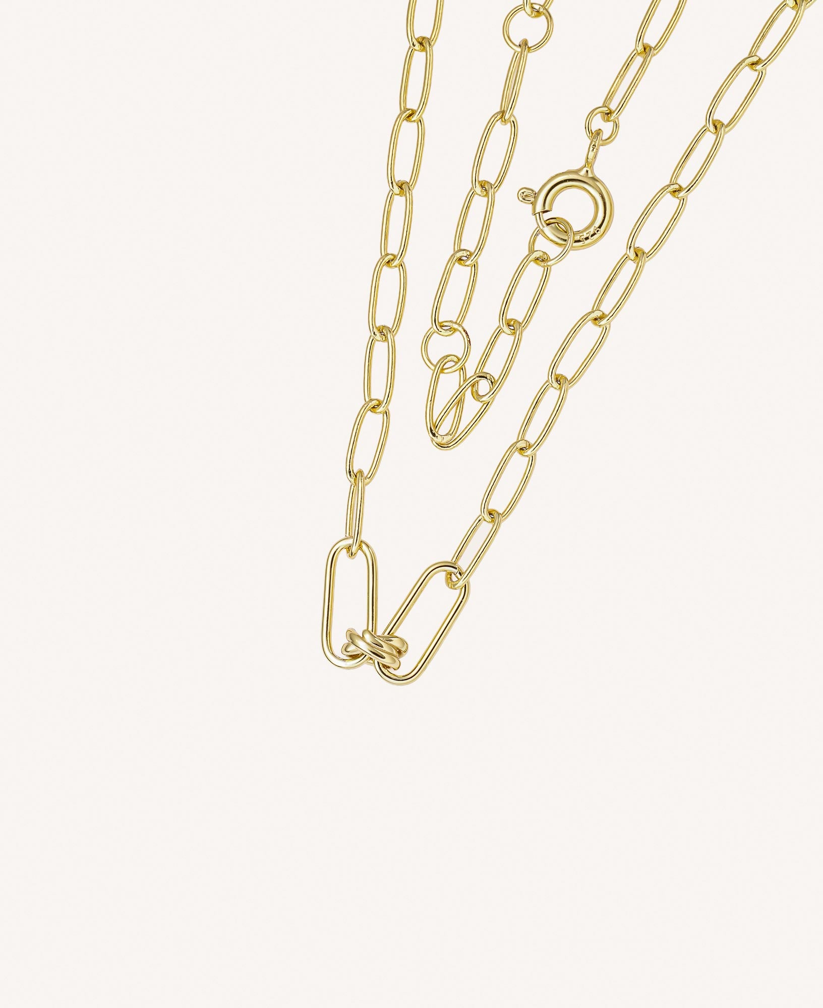 Charlene Love Knot Gold Paperclip Chain Necklace