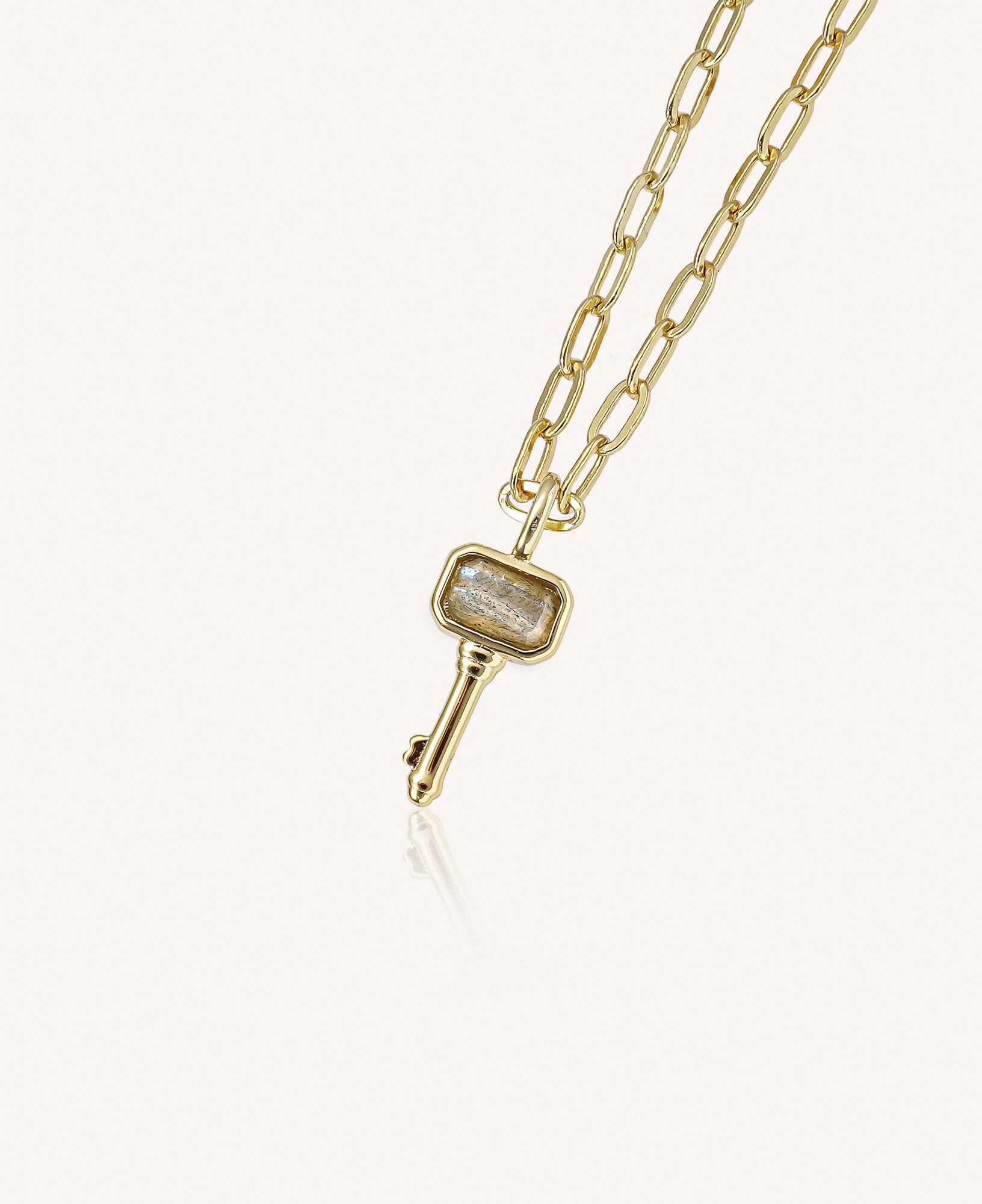 product picture of Francoise Labradorite Key Pendant Chain Necklace