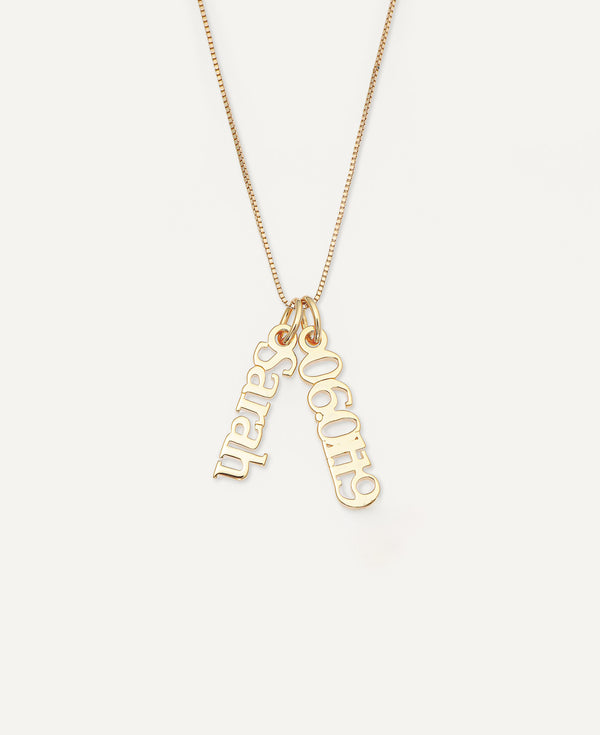 Valentina Custom 14k Solid Gold Vertical Name Pendant Necklace