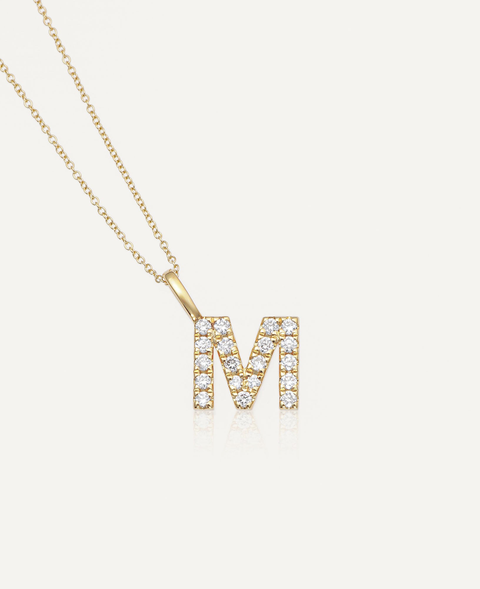 product shot of Morgana Custom Initial Diamond Initial Pendant Necklace in 14k Yellow Gold