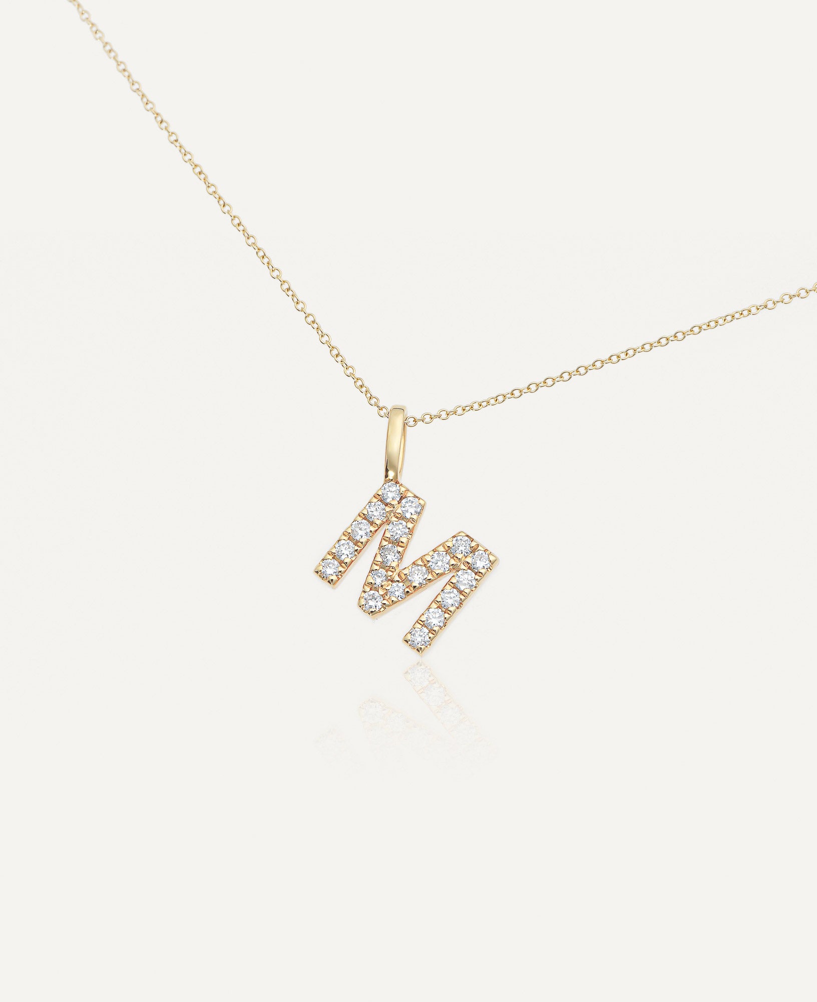 product shot of Morgana Custom Diamond Initial Pendant Necklace in 14k Yellow Gold