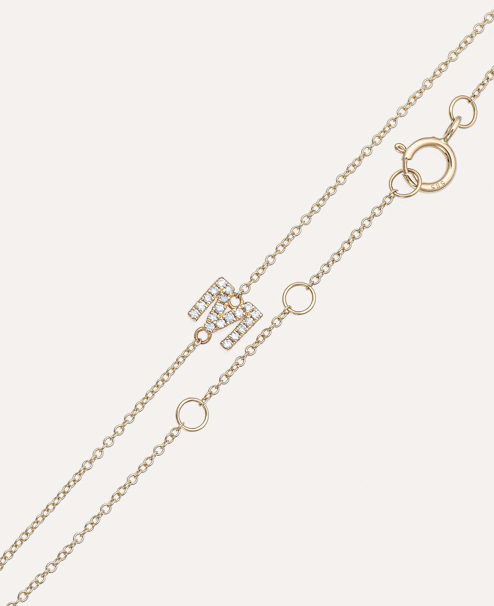 product shot of Briar Custom Diamond Initial Bracelet in 14k Yellow Gold