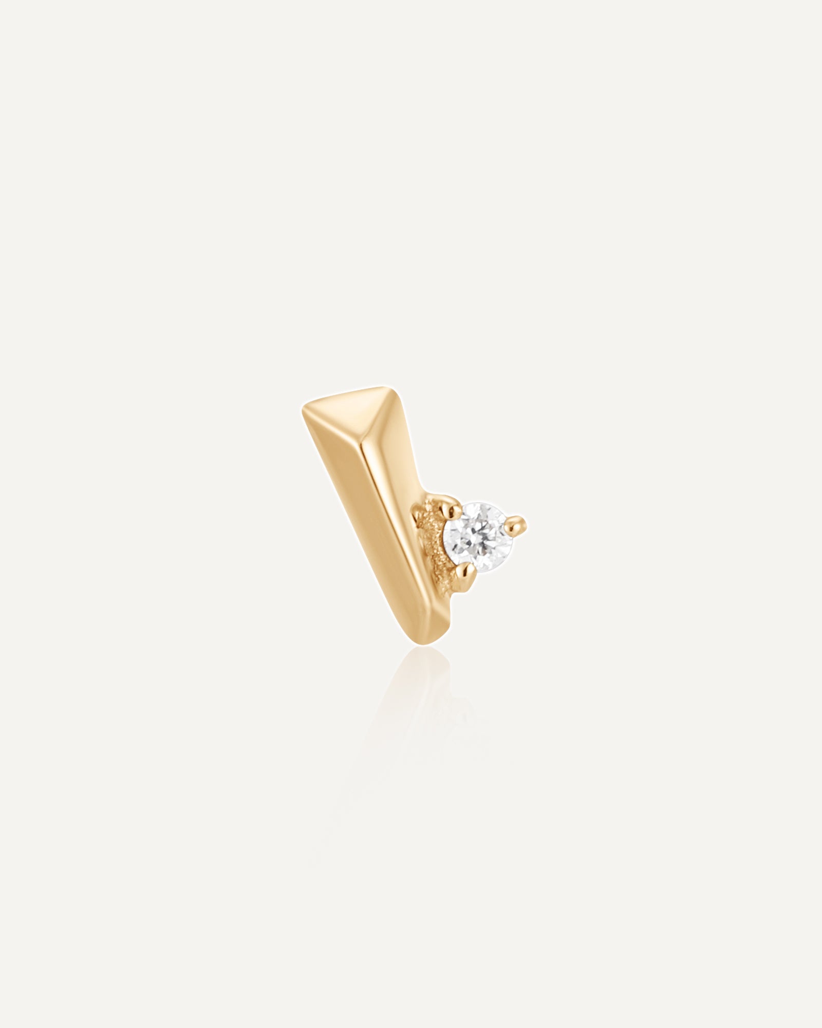 product shot of Sabine 14k Solid gold white sapphire flatback post