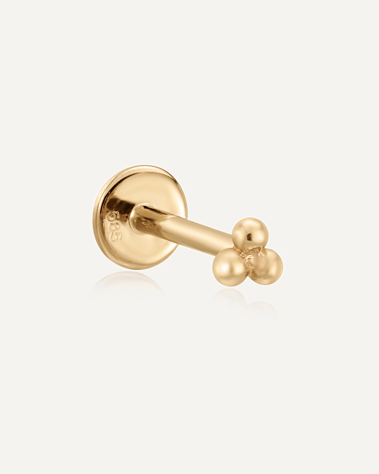 product shot of Doris 14k solid gold ball flatback post