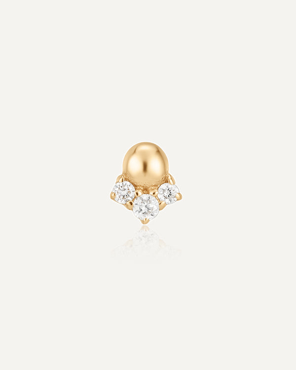 product shot of Gaia 14k solid gold white sapphire flatback stud