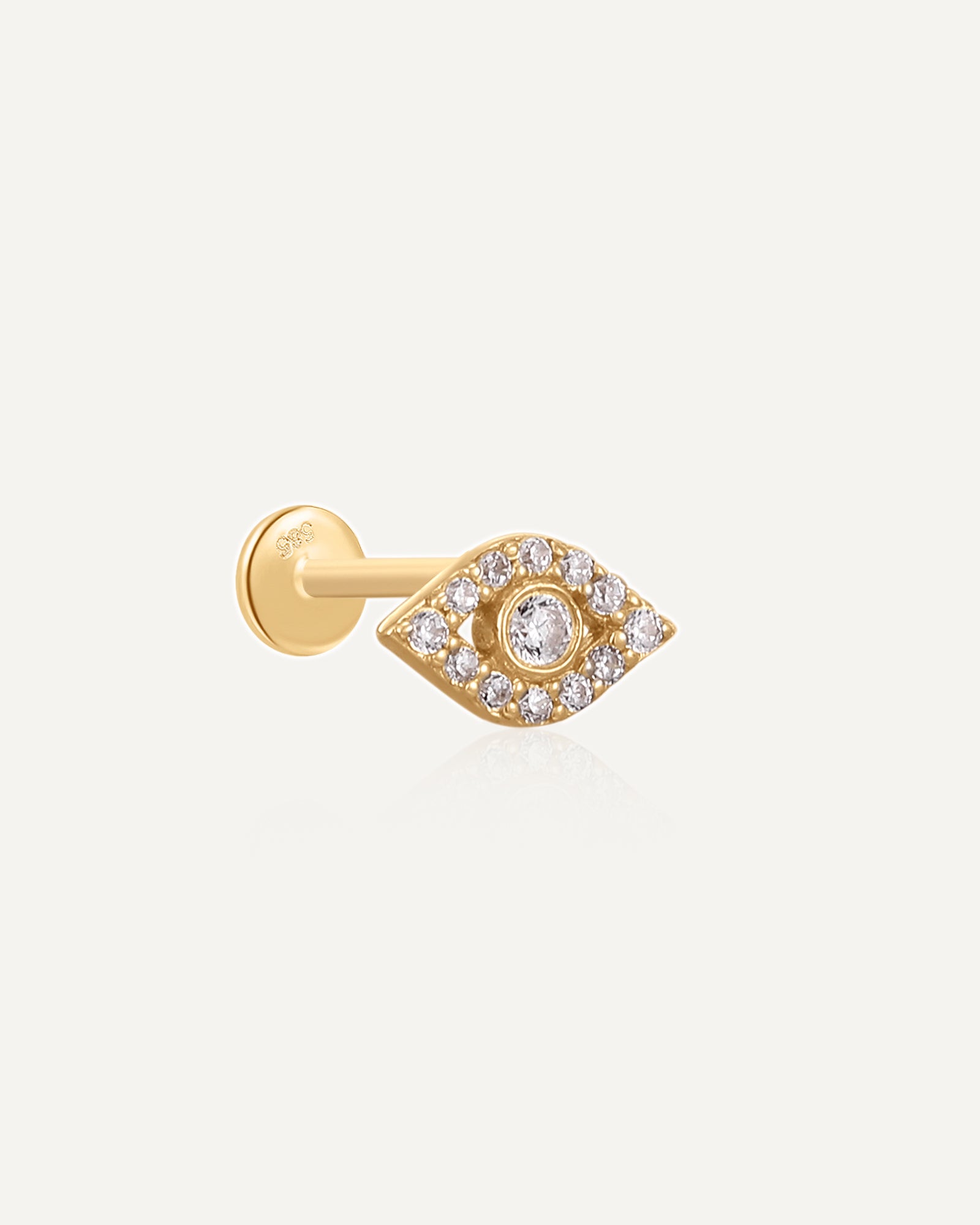 product shot of Iris pave white sapphire flatback stud