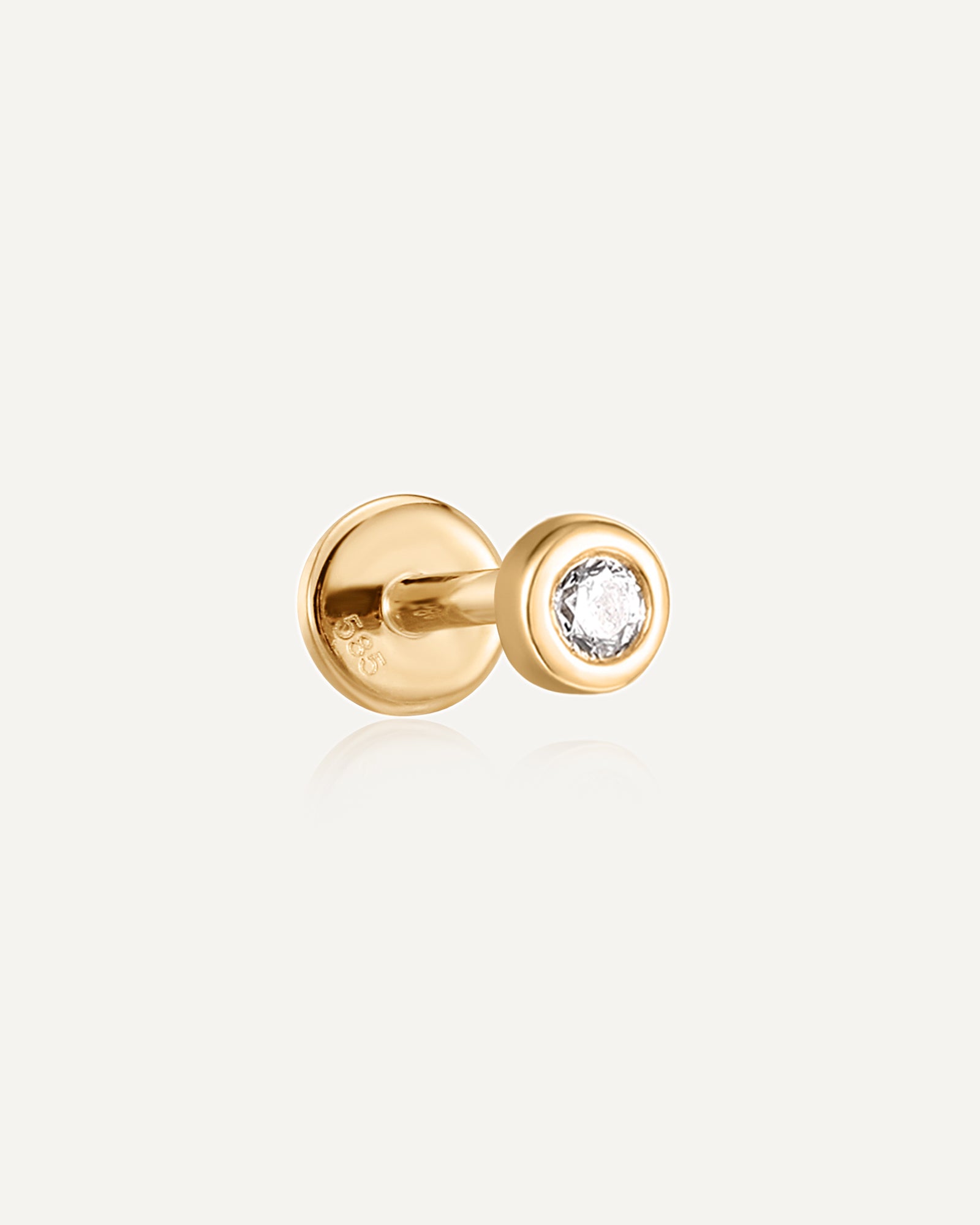 product shot of Brooke mini bezel white sapphire flatback stud