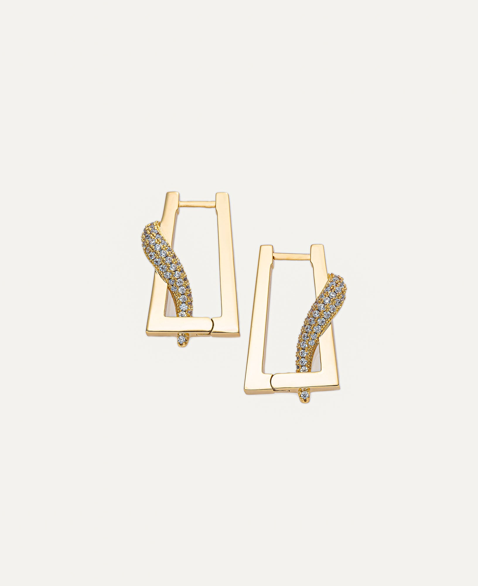 Product shot of Kim CZ Pave Rectangle Hoop Earrings