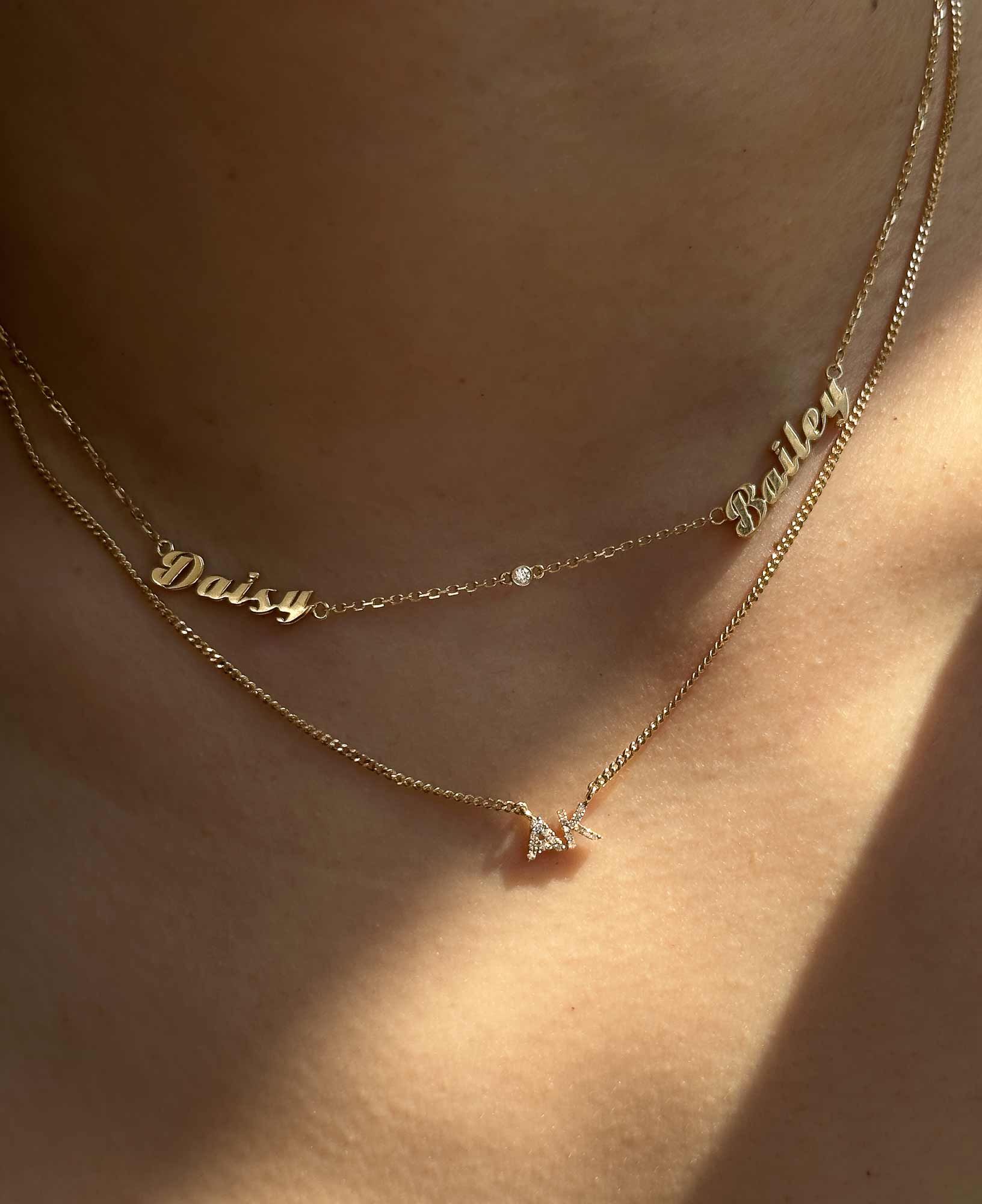 Grace Custom Multi-Nameplate Necklace with Diamond