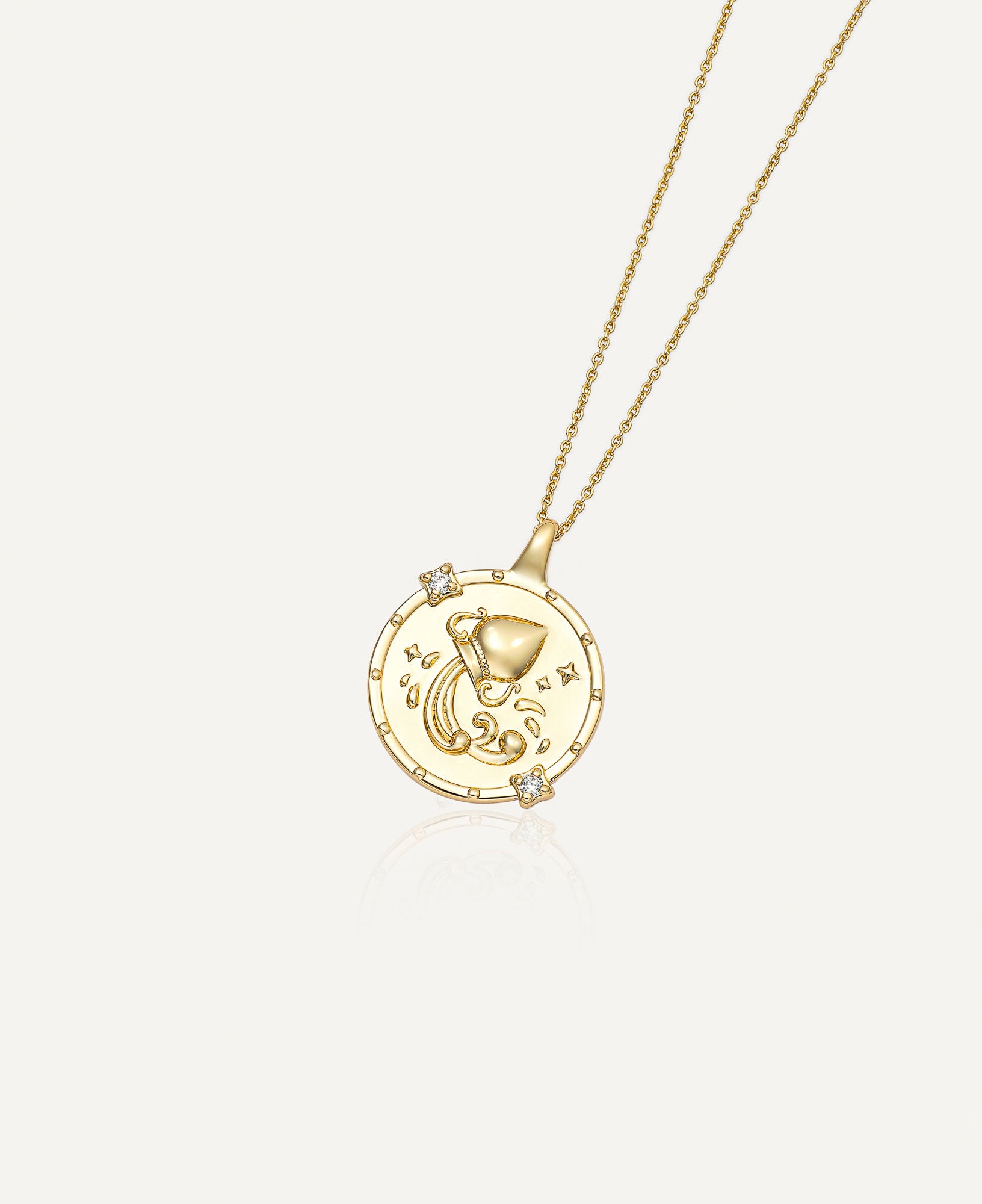 Aquarius Horoscope Gold Pendant Necklace