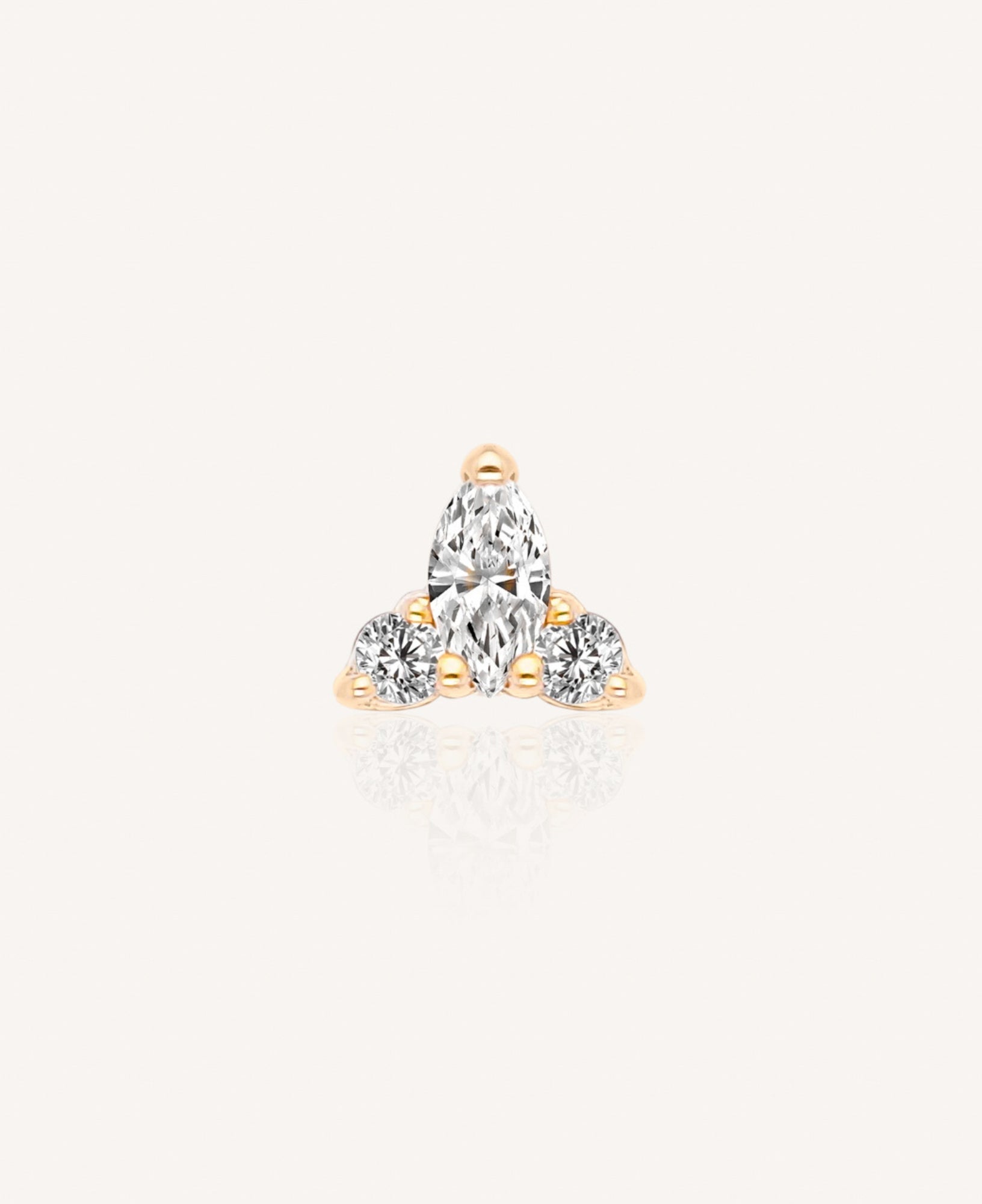 Arden 14k Solid Gold Marquise Trinity Flatback Stud
