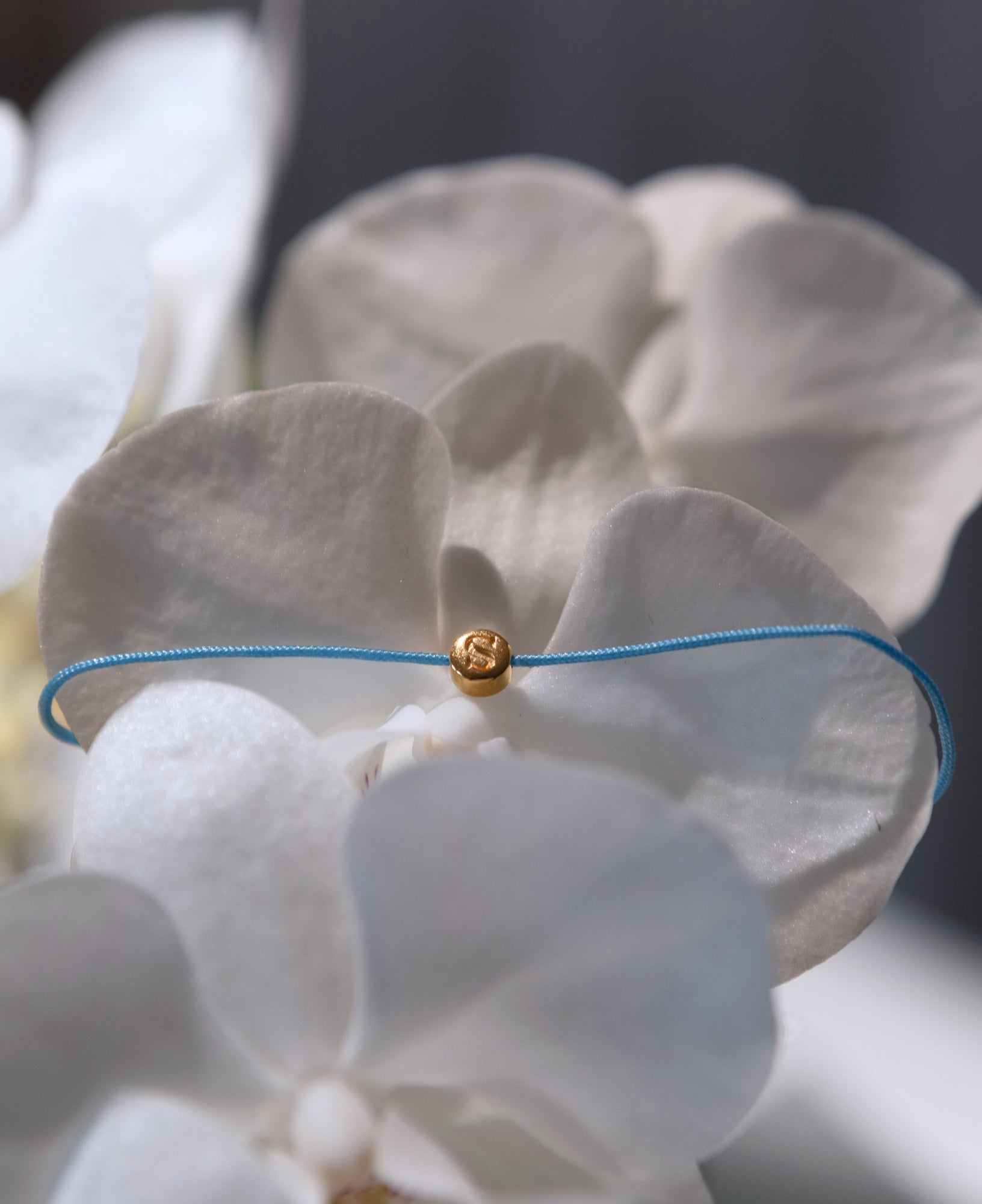 Aria Custom Solid Gold Initial Silk Bracelet with Diamond