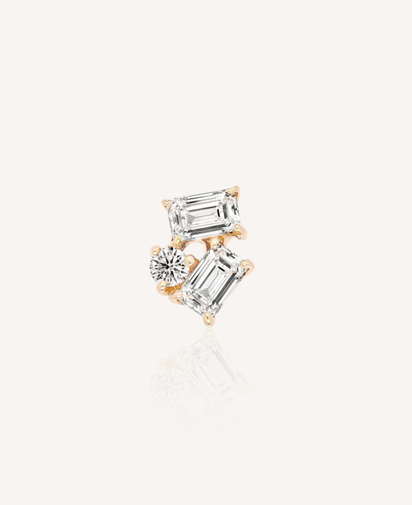 Aspen Baguette Trio Moissanite Flatback Stud