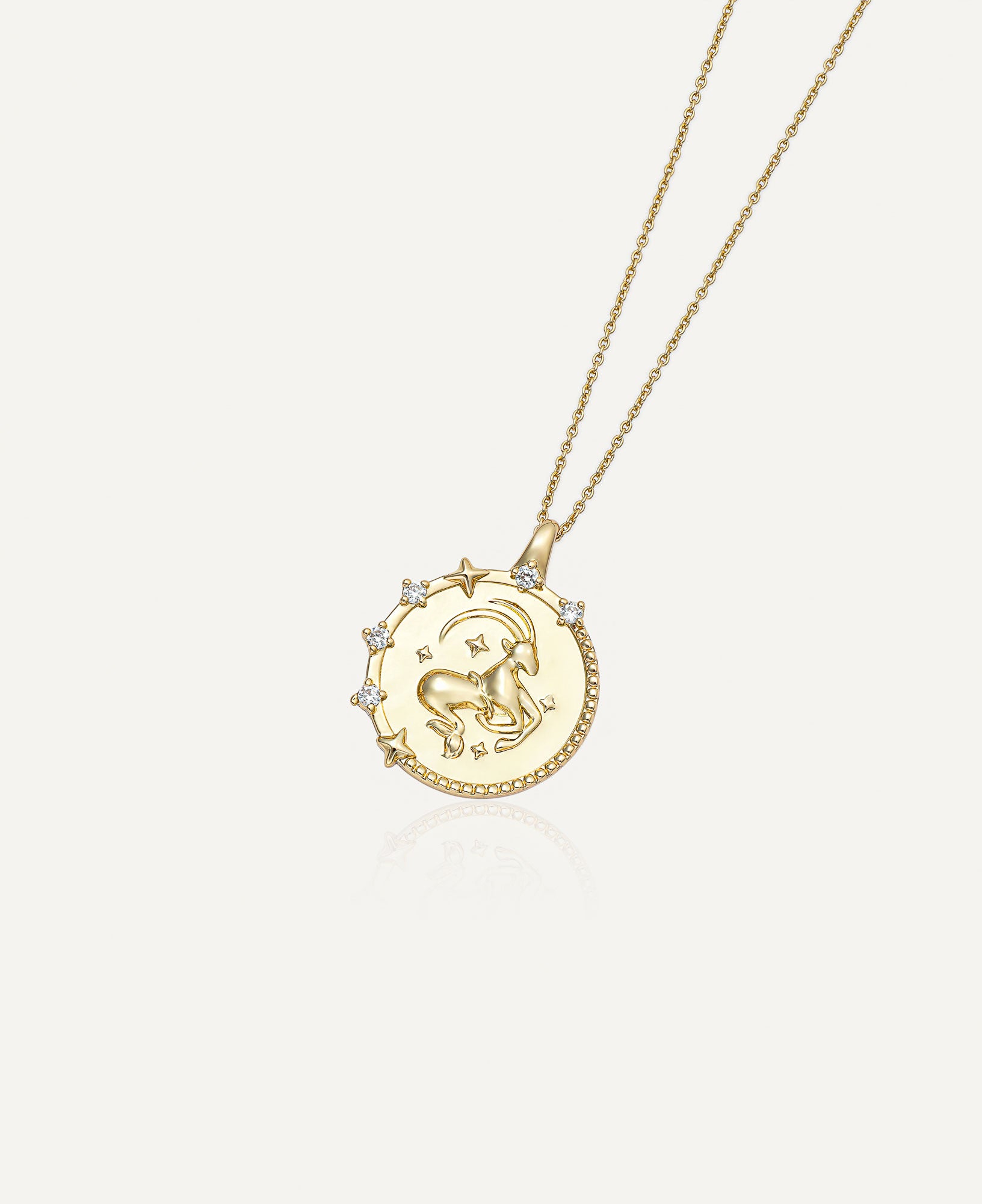 Capricorn Horoscope Gold Pendant Necklace