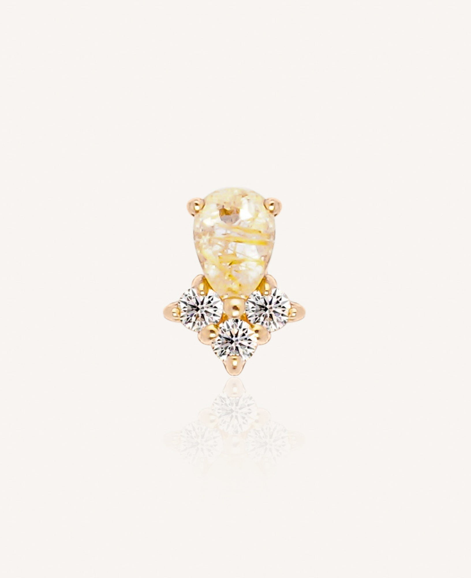 Ilsa 14k Solid Gold Rutilated Quartz Flatback Stud