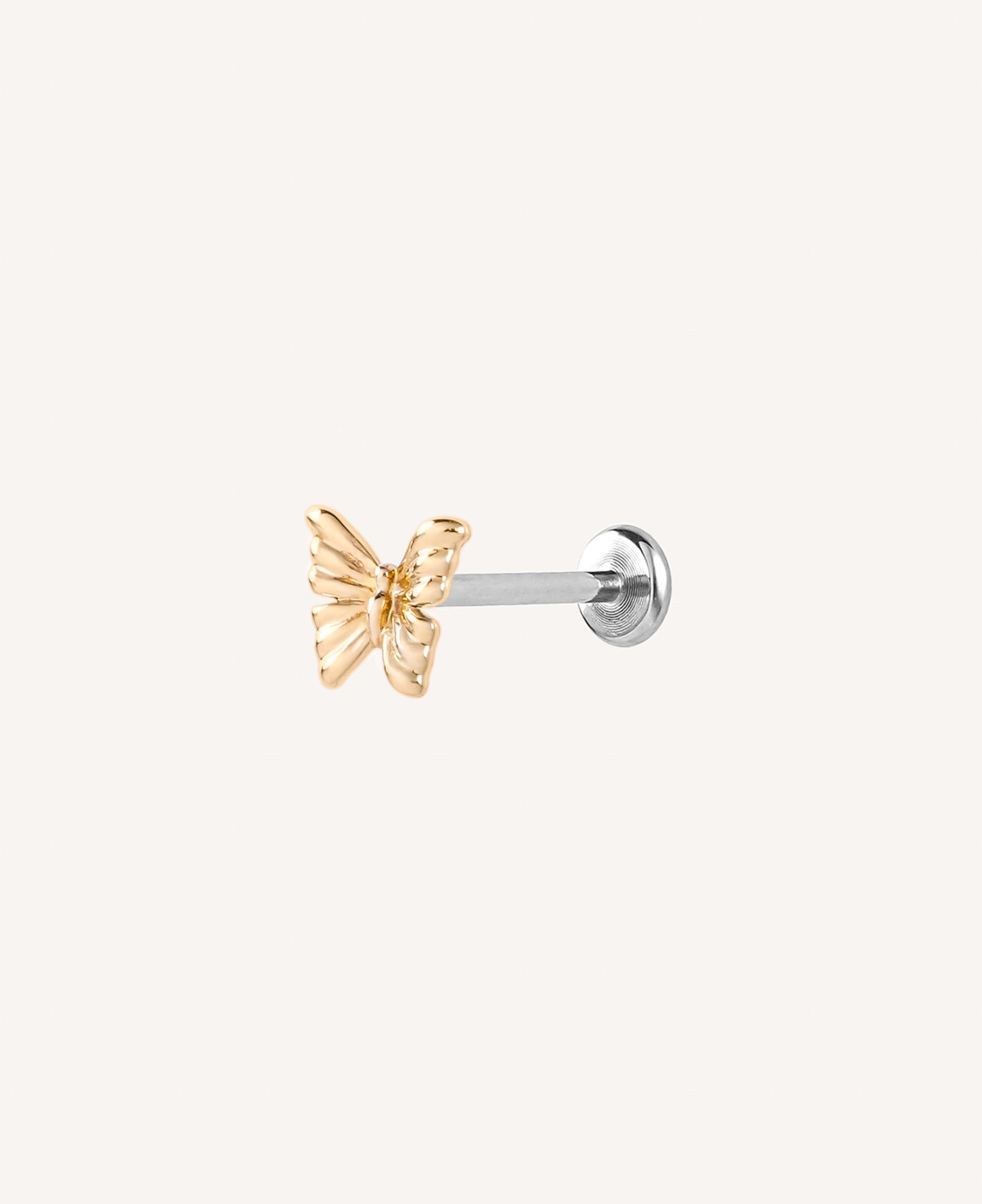 Janine 14k Solid Gold Butterfly Flatback Stud