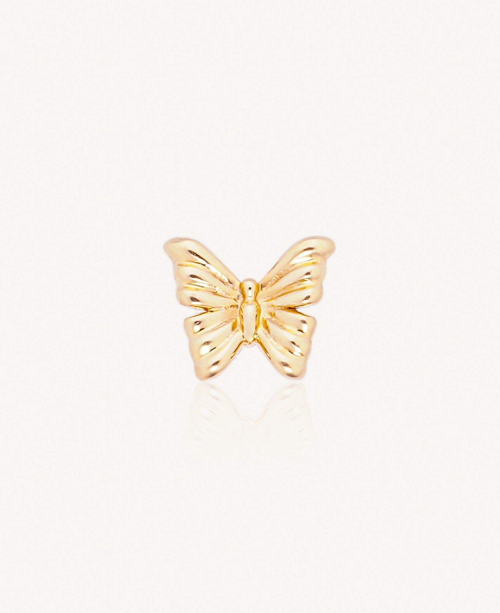 Janine 14k Solid Gold Butterfly Flatback Stud