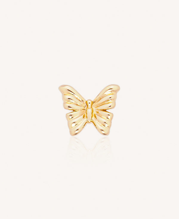 Janine 14k Solid Gold Butterfly Flatback Stud