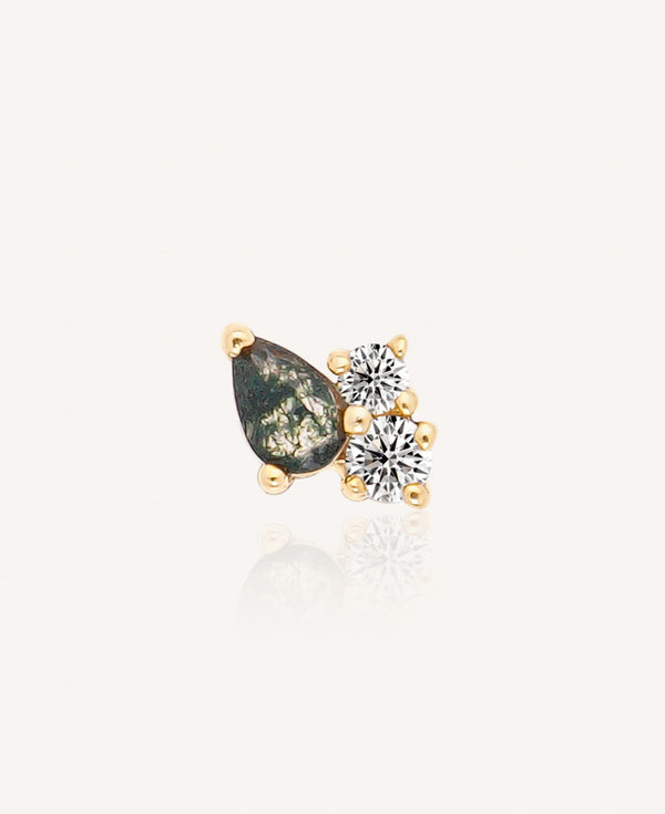 Nadine Pear Cluster Moss Agate Flatback Stud